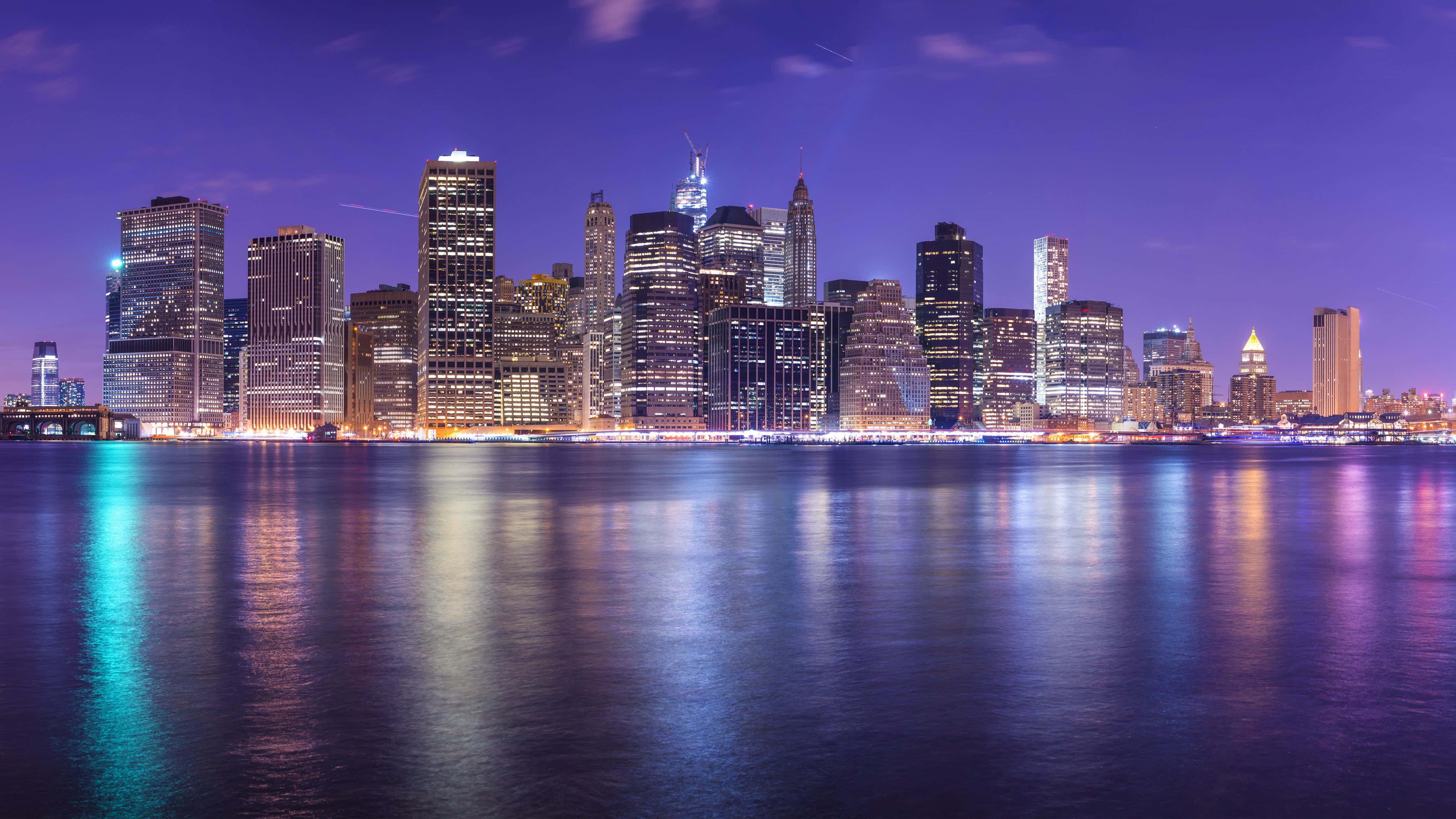 4K City, nighttime cityscape, towering skyscrapers, 4K Desktop Wallpaper