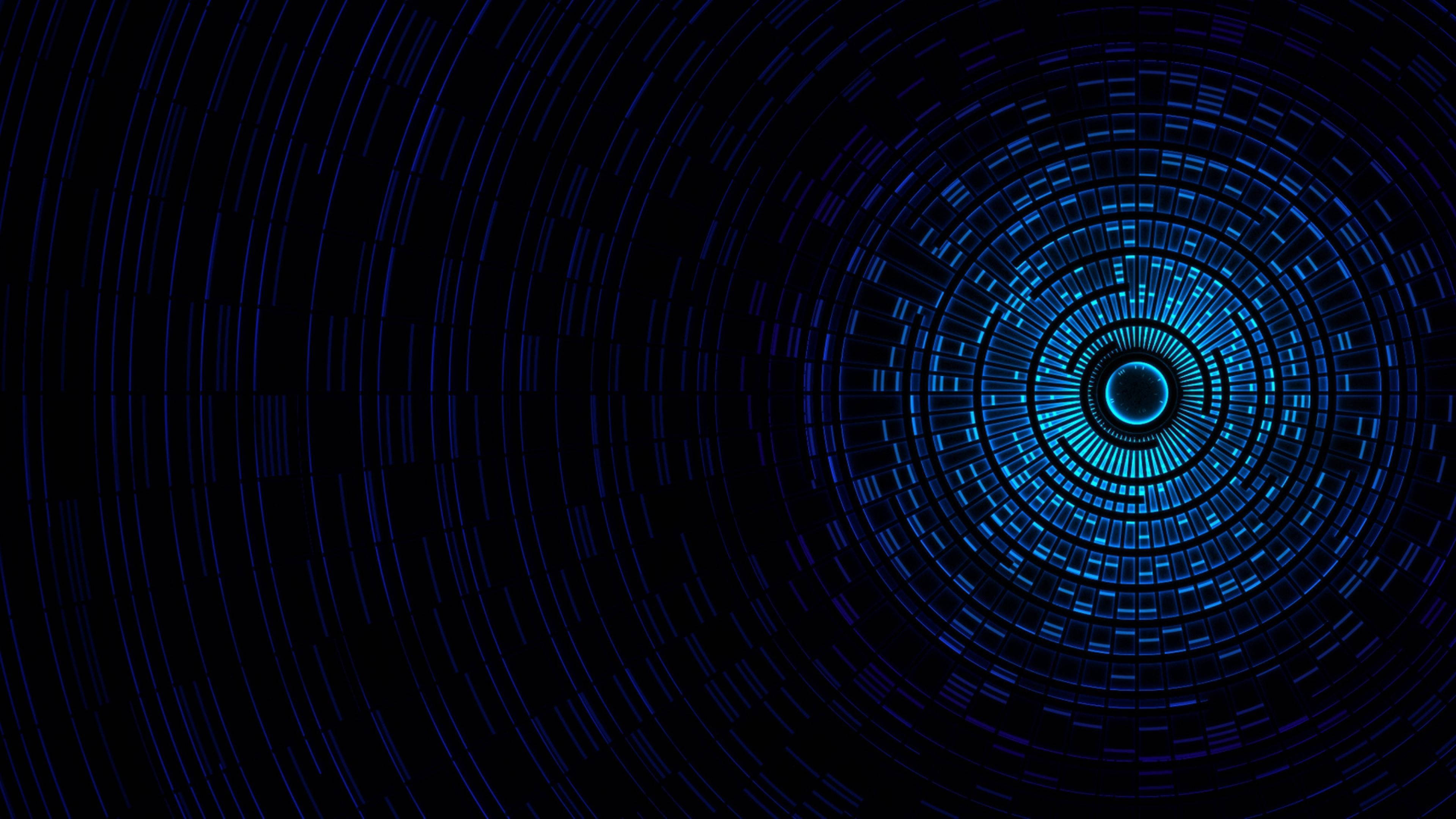 4K Computer, abstract blue sphere, glowing blue lines, 4K Desktop Wallpaper