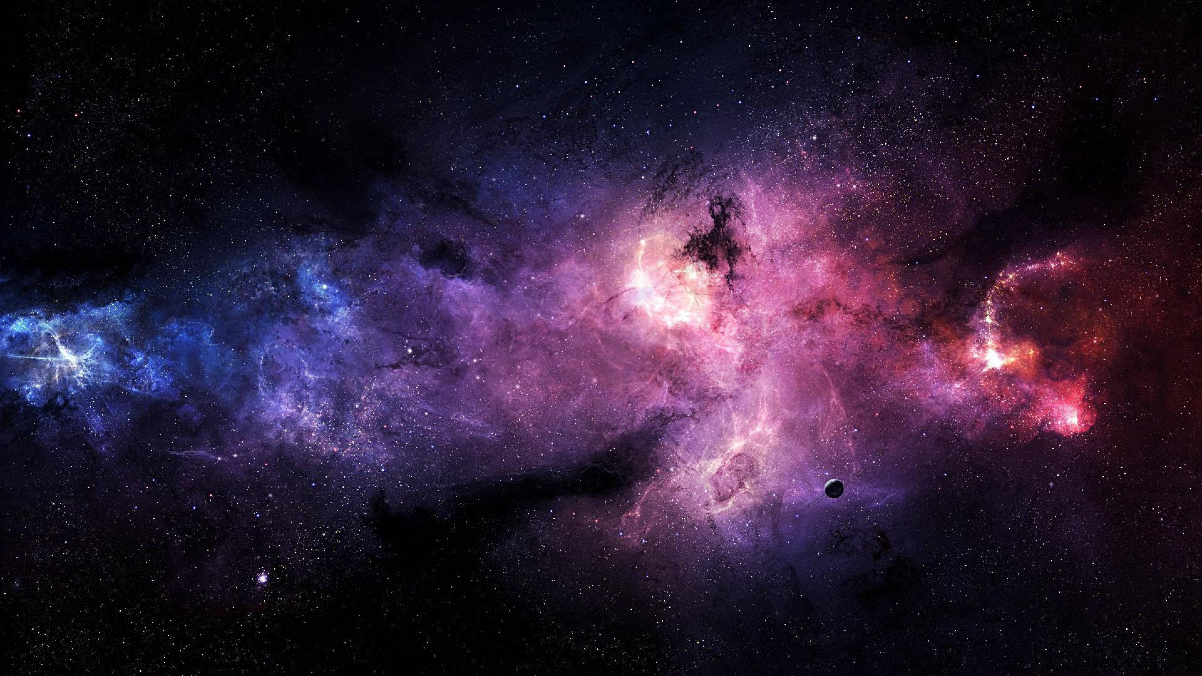4K Computer, space nebula, pink purple and blue gases, 4K Desktop Wallpaper