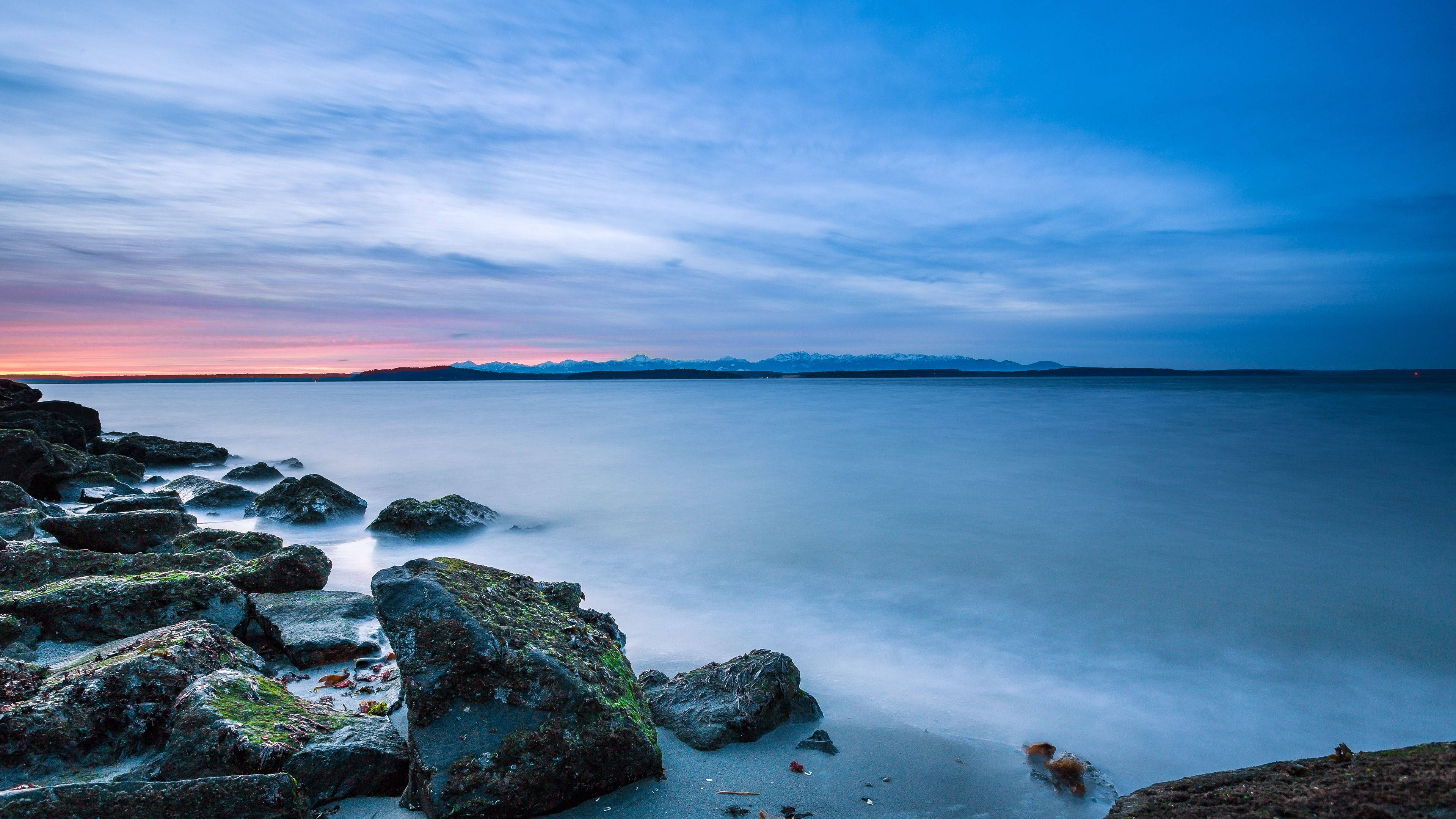 4K Computer, seascape, dusk, 4K Desktop Wallpaper