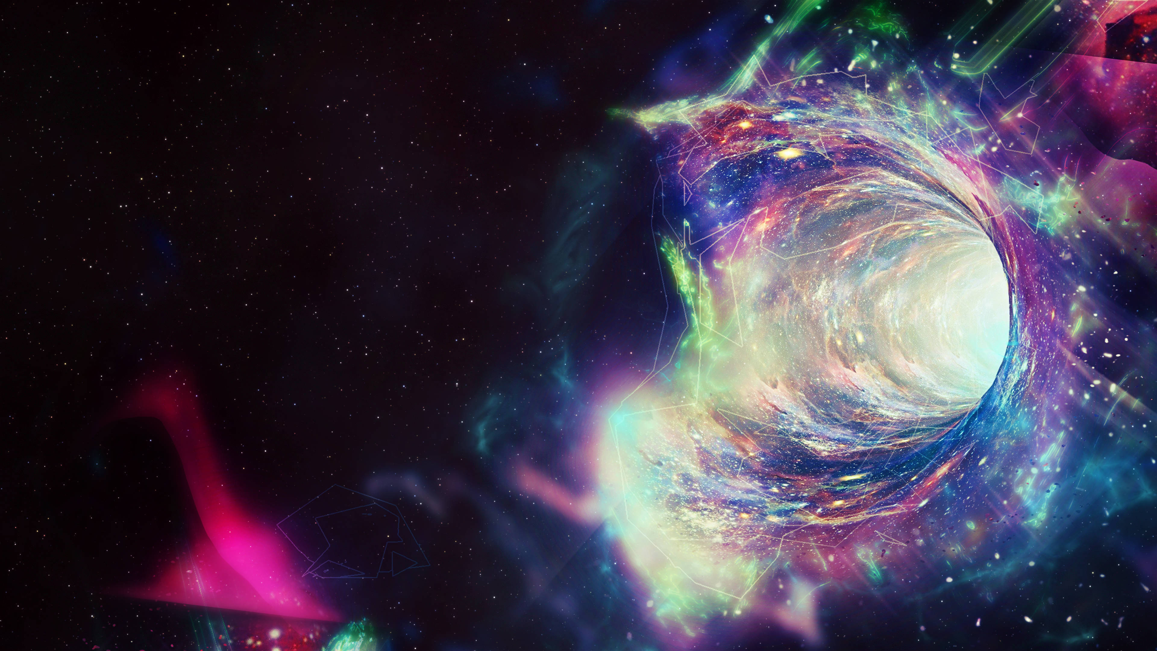 4K Computer, space vortex, neon galaxies, 4K Desktop Wallpaper
