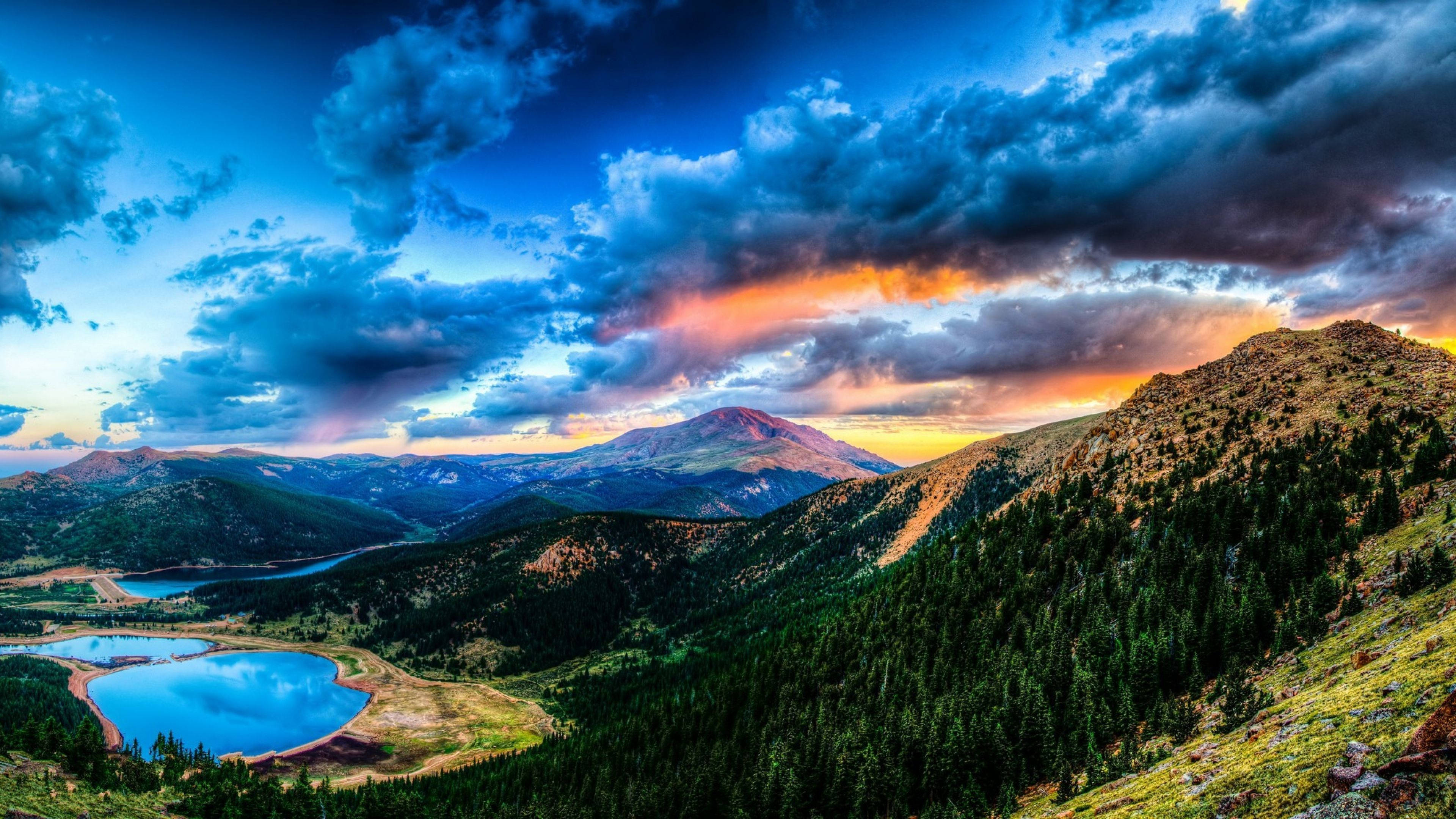 4K Computer, sunset, mountain valley, 4K Desktop Wallpaper