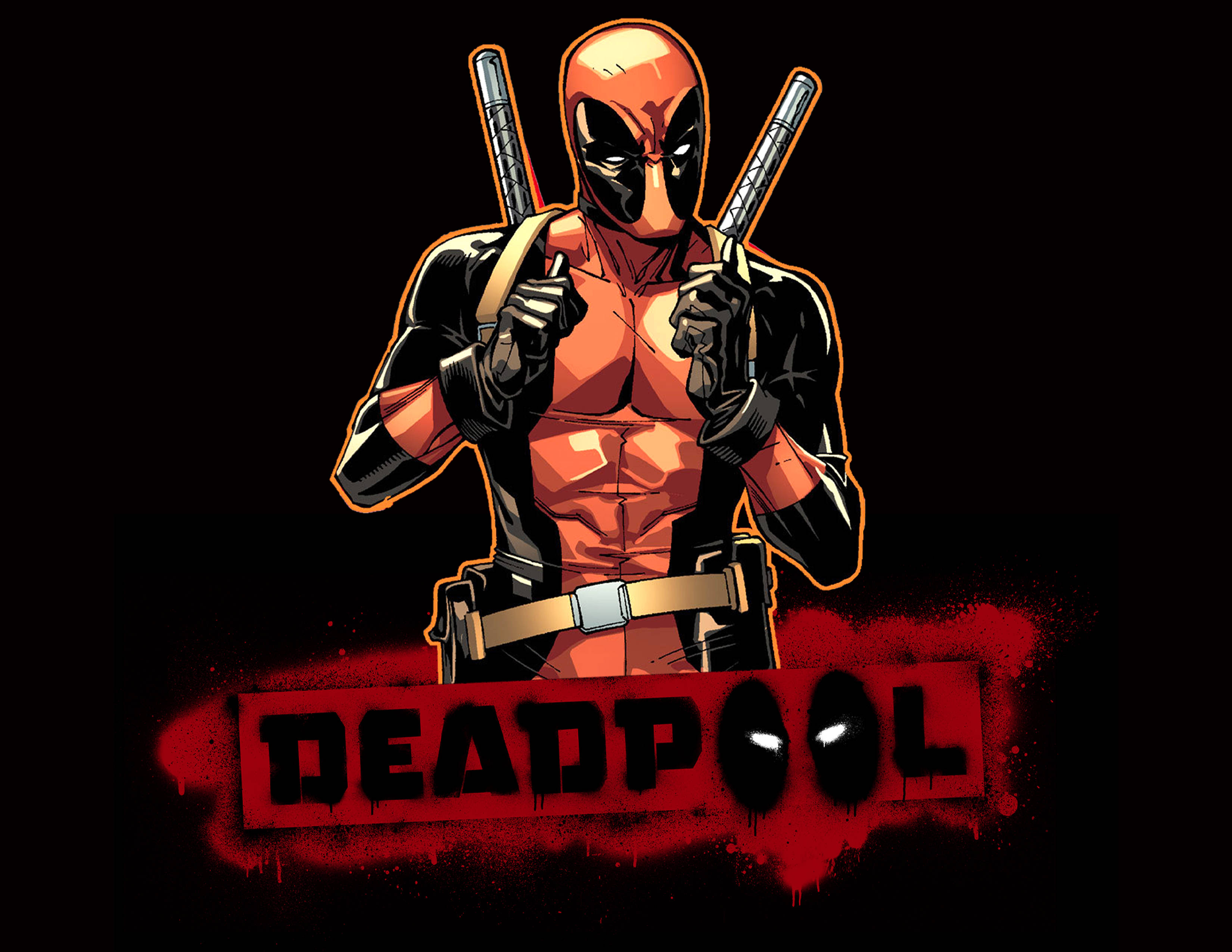 4K Deadpool, Deadpool, katanas, 2K Desktop Wallpaper