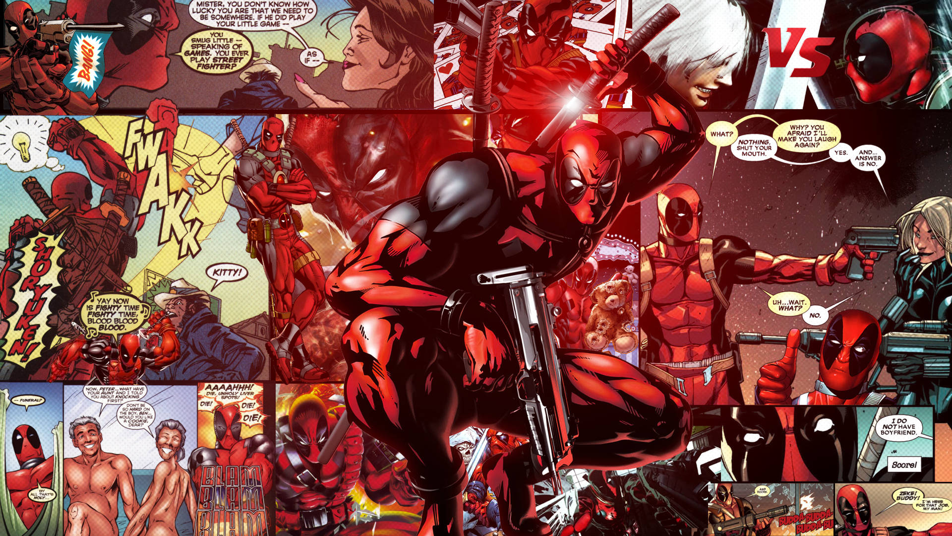 4K Deadpool, Deadpool, comic book collage, Full HD Desktop Wallpaper