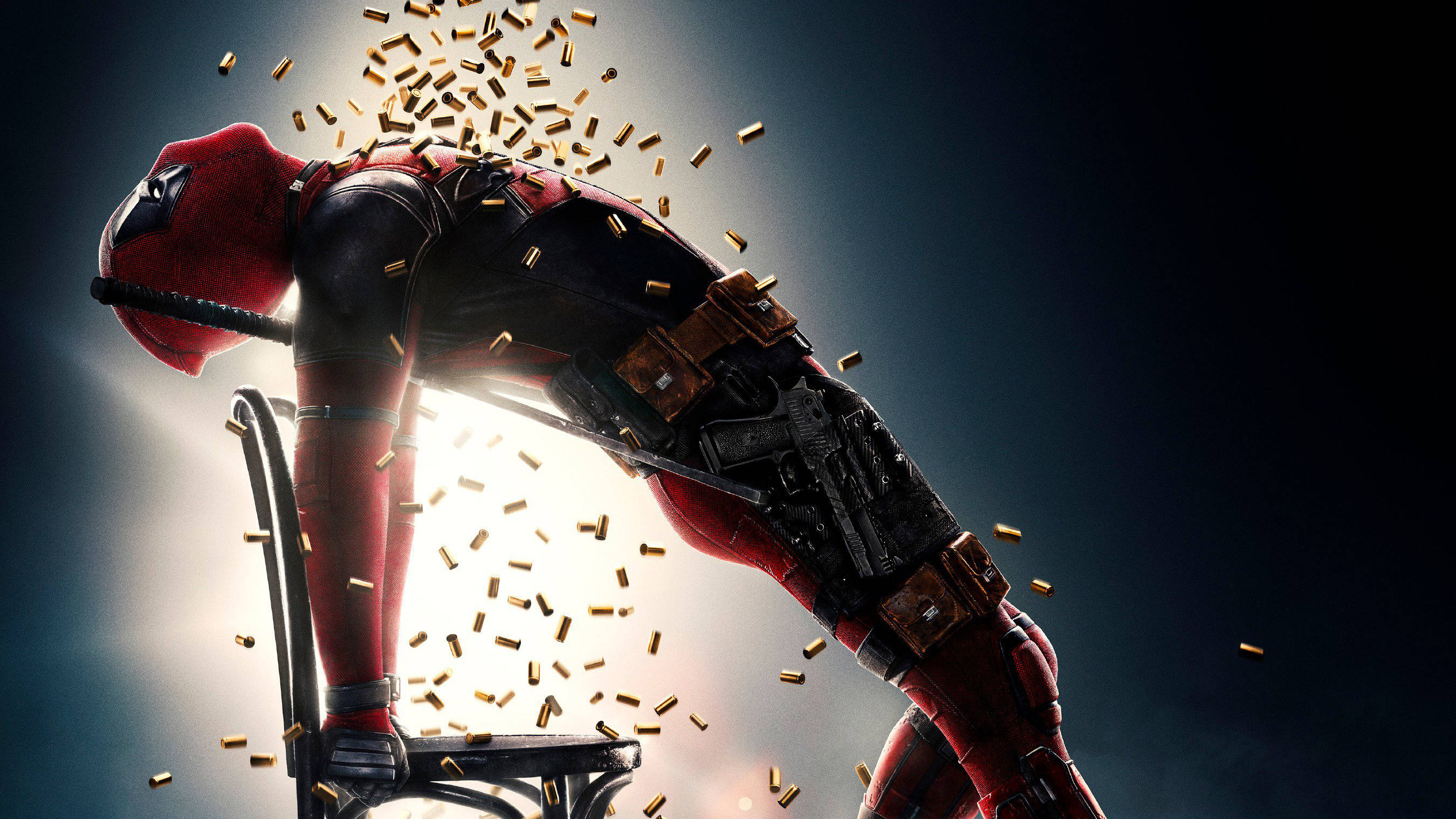 4K Deadpool, Deadpool, bullet casings, 2K Desktop Wallpaper