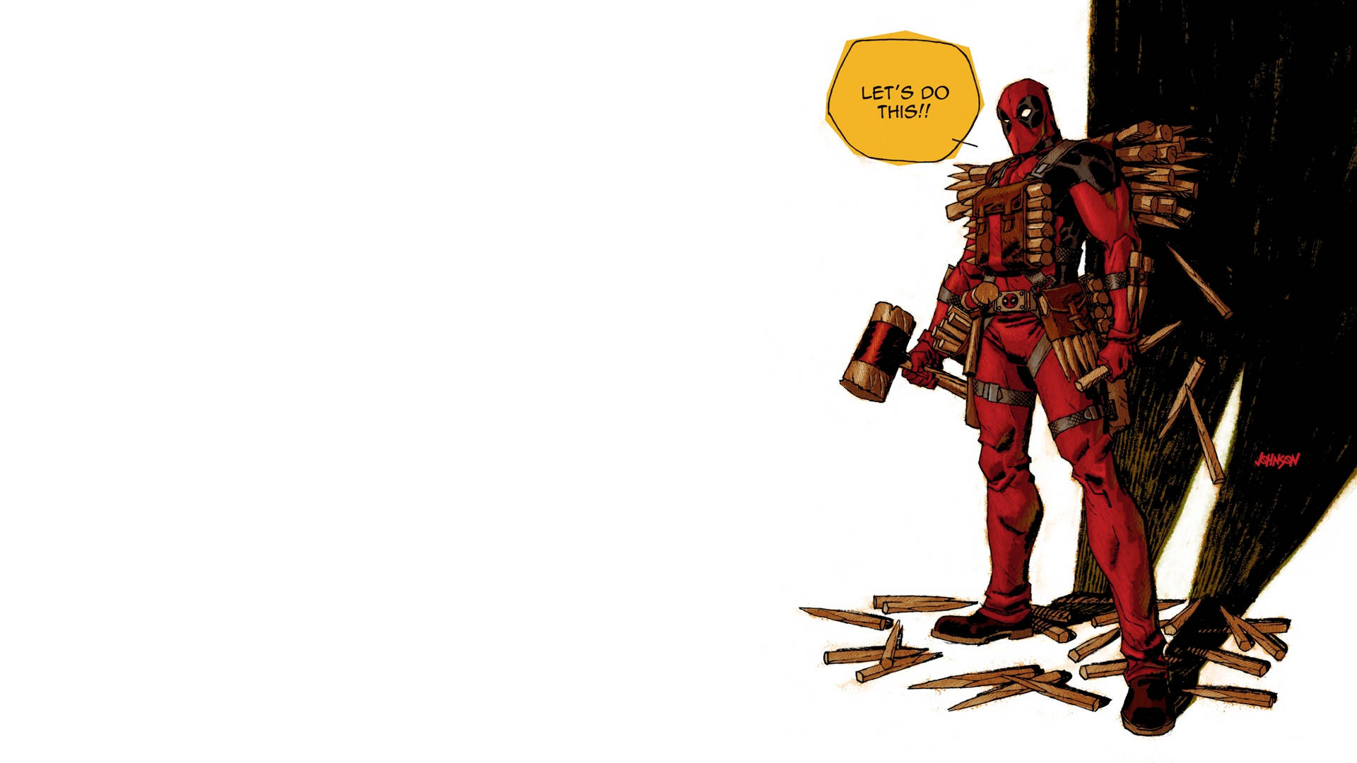 4K Deadpool, red suit, hammer, Full HD Desktop Wallpaper