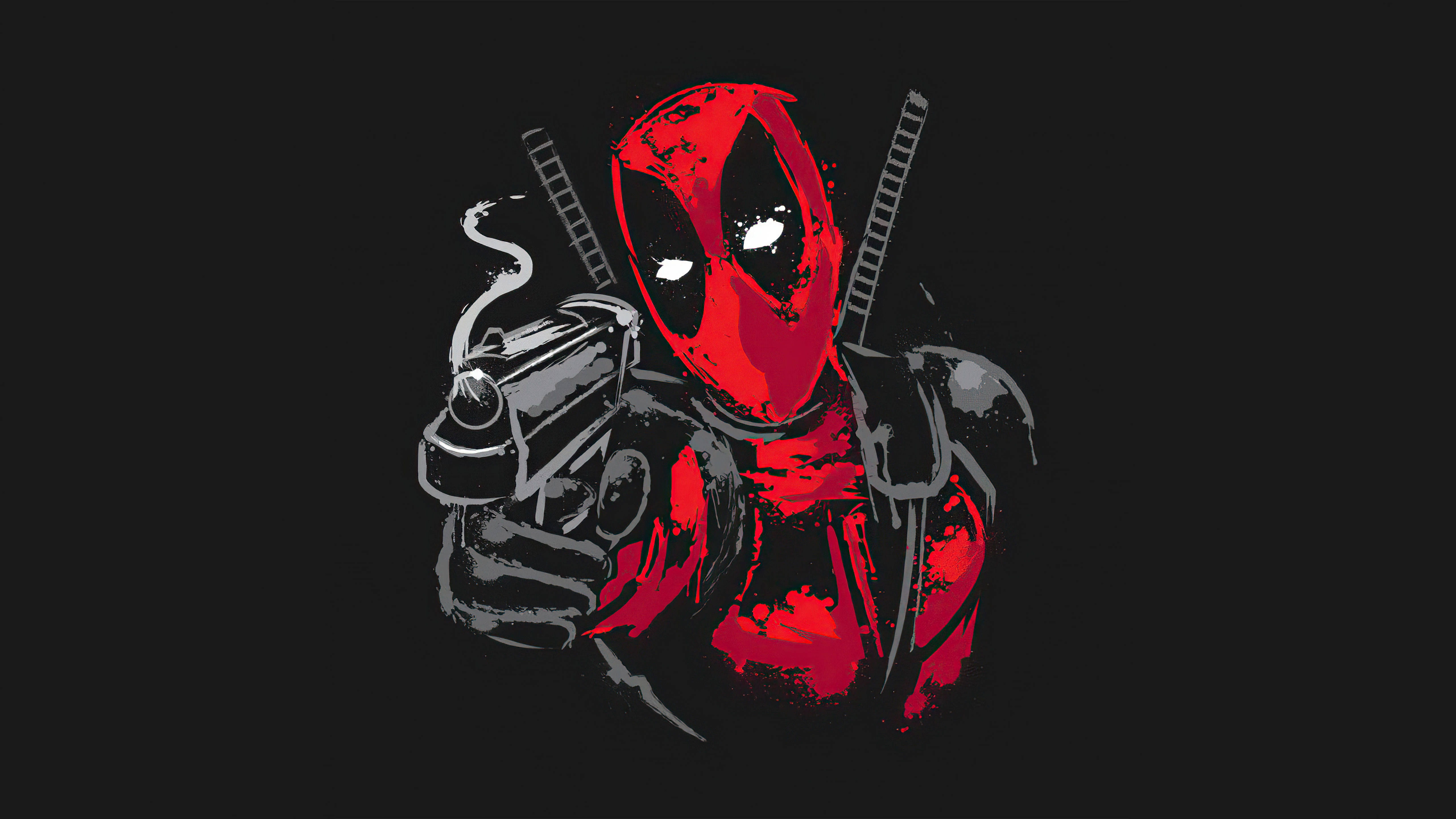 4K Deadpool, minimalist vector, red suit, 5K Desktop Wallpaper