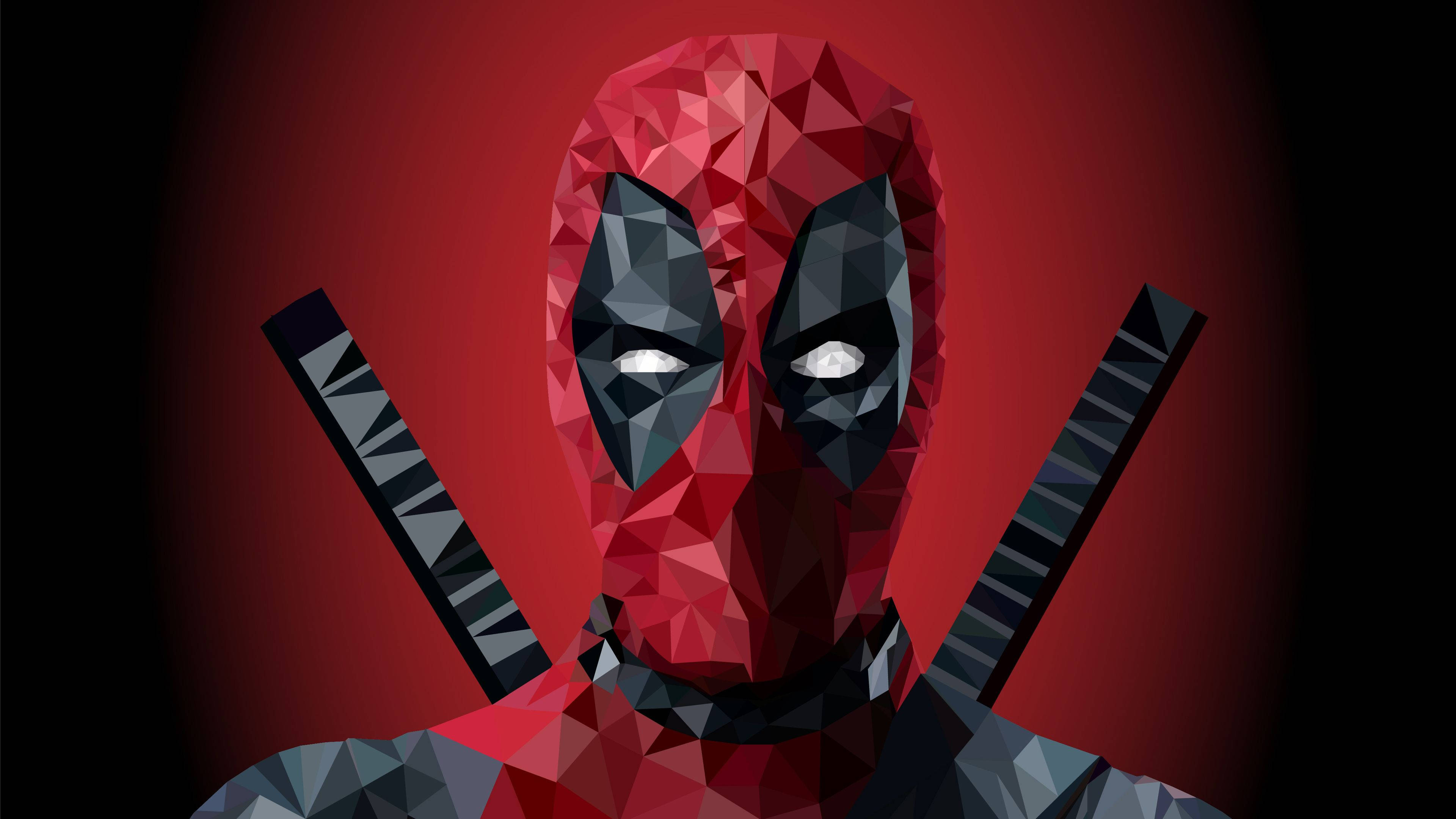 4K Deadpool, geometric art, low-poly stylized Deadpool, 4K Desktop Wallpaper