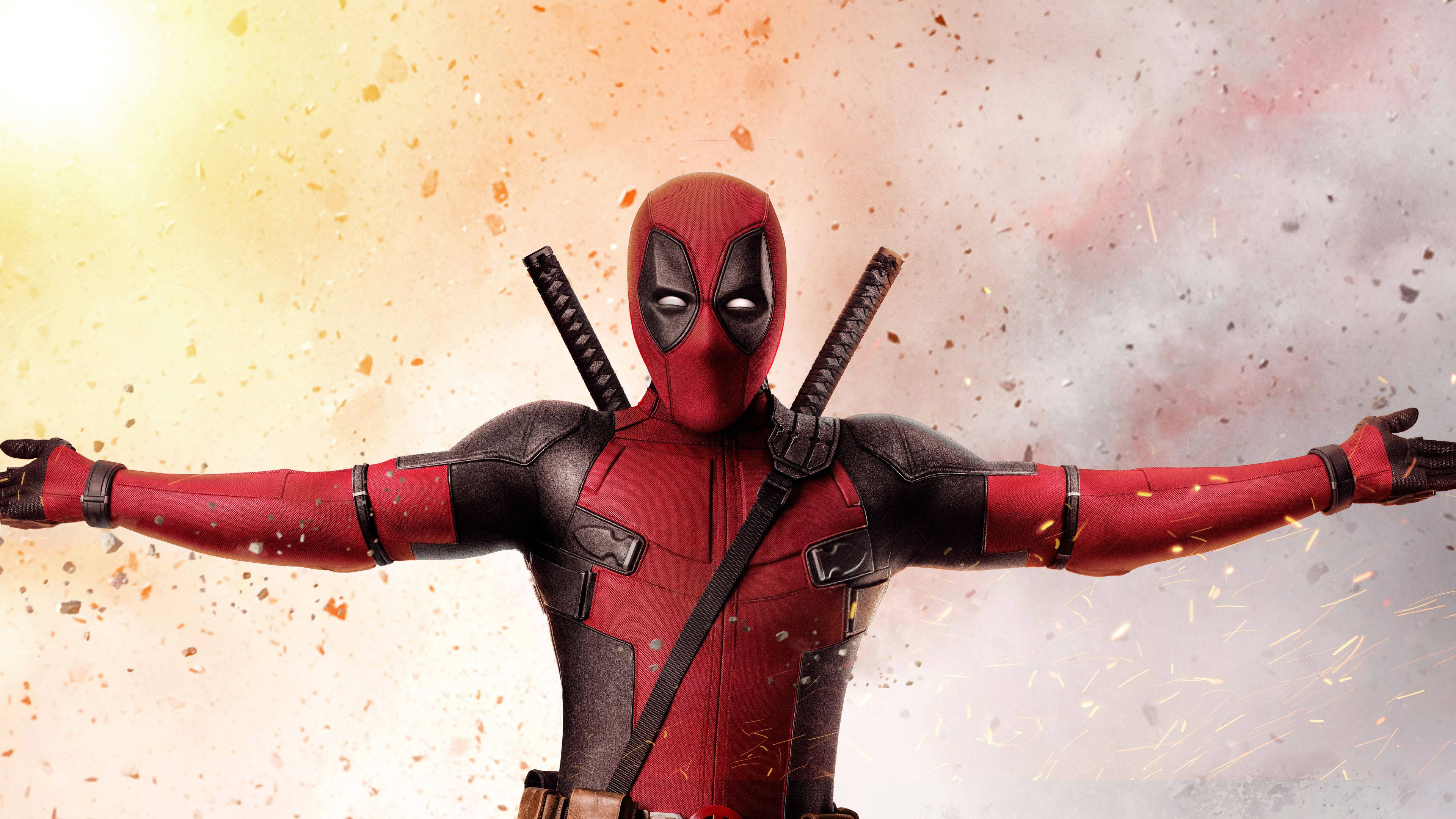 4K Deadpool, Deadpool, fiery explosion, 4K Desktop Wallpaper