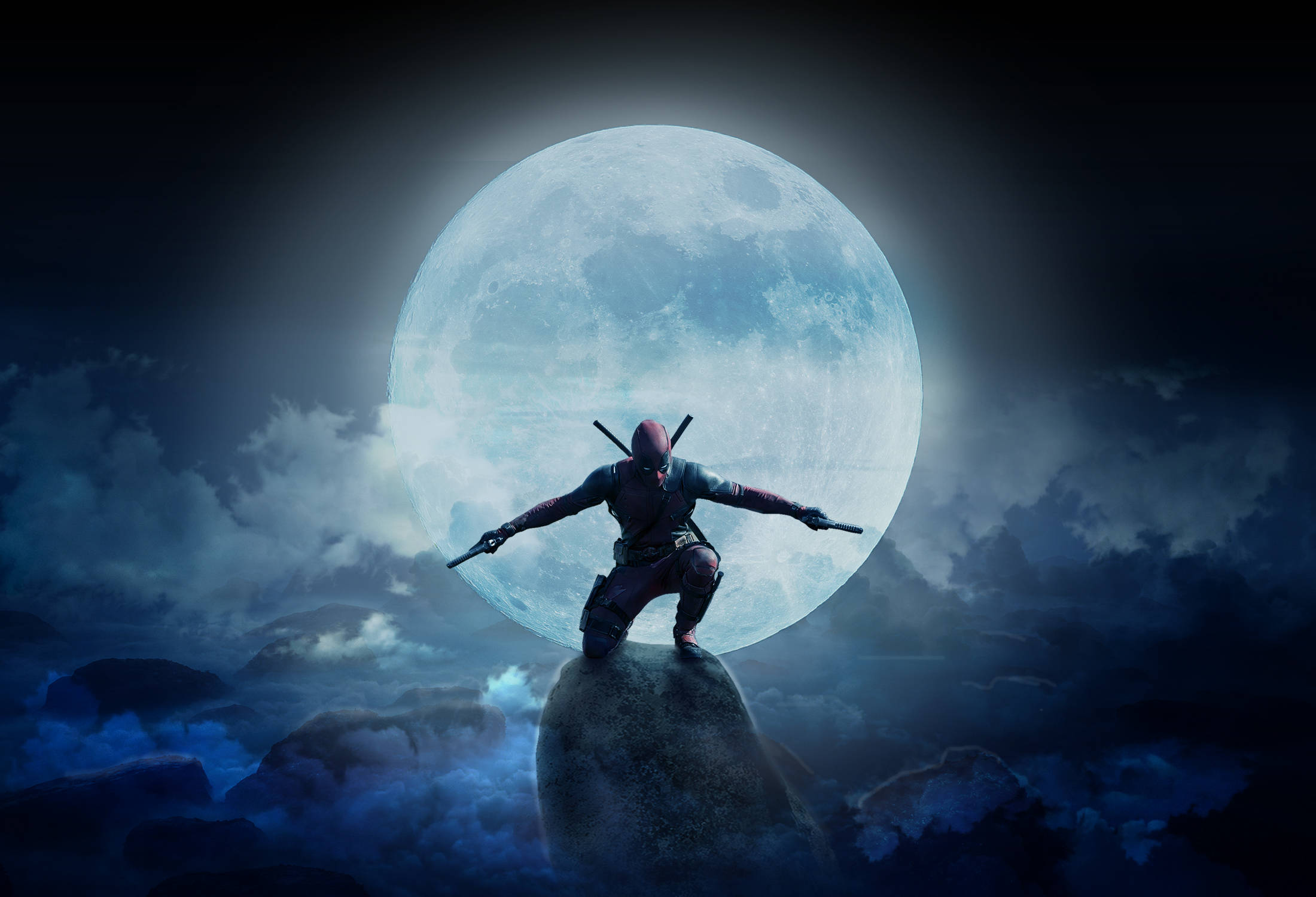 4K Deadpool, Full Moon, rock, Full HD Desktop Wallpaper