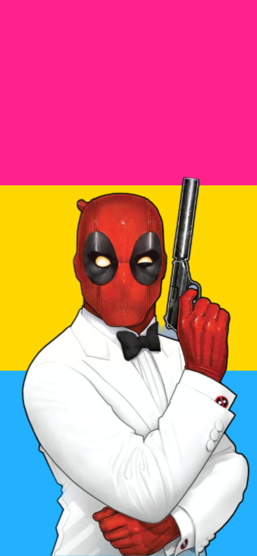 Deadpool, white tuxedo, pistol, HD Phone Wallpaper