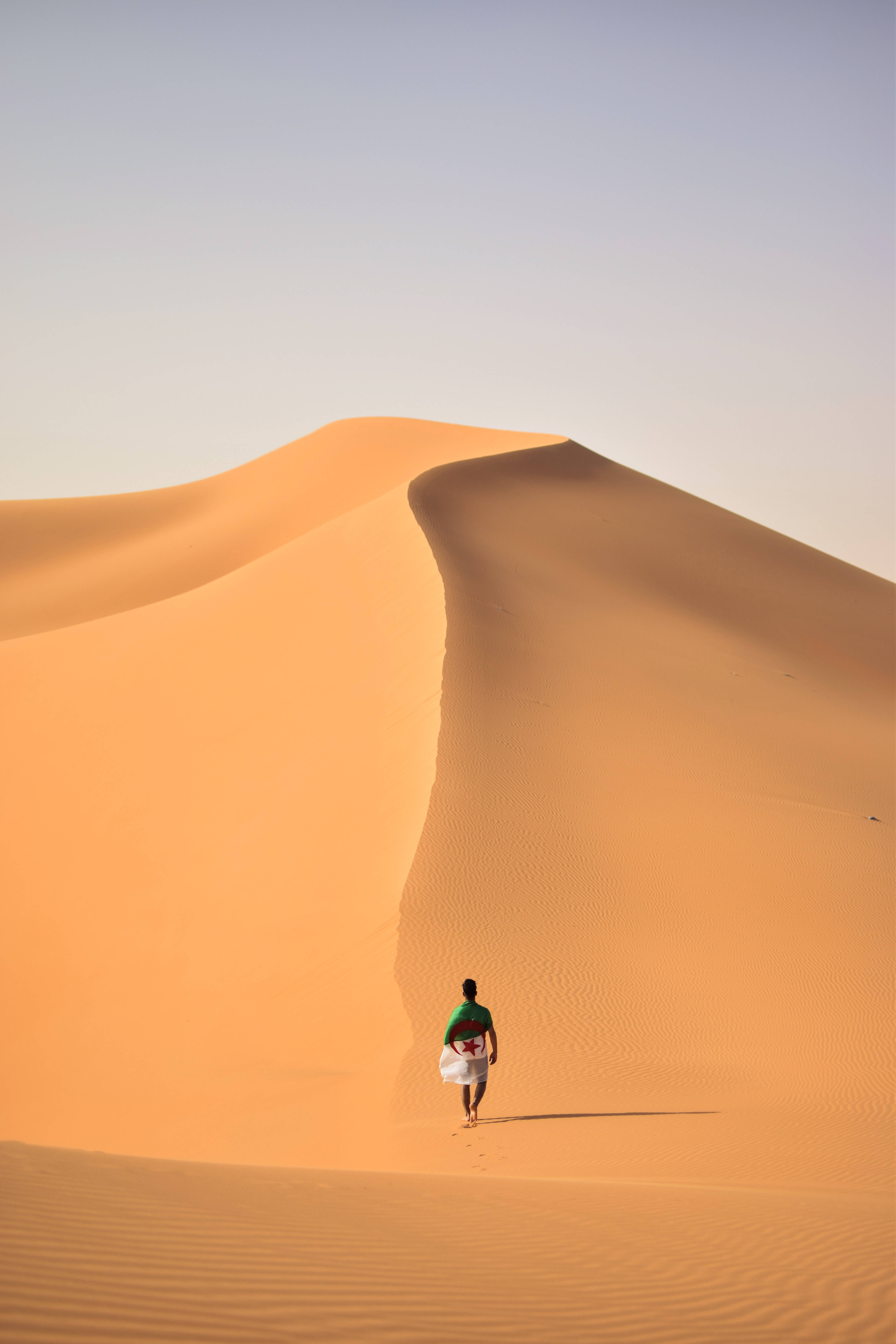 4K Desert, orange sand dune, pale sky, 5K Phone Wallpaper