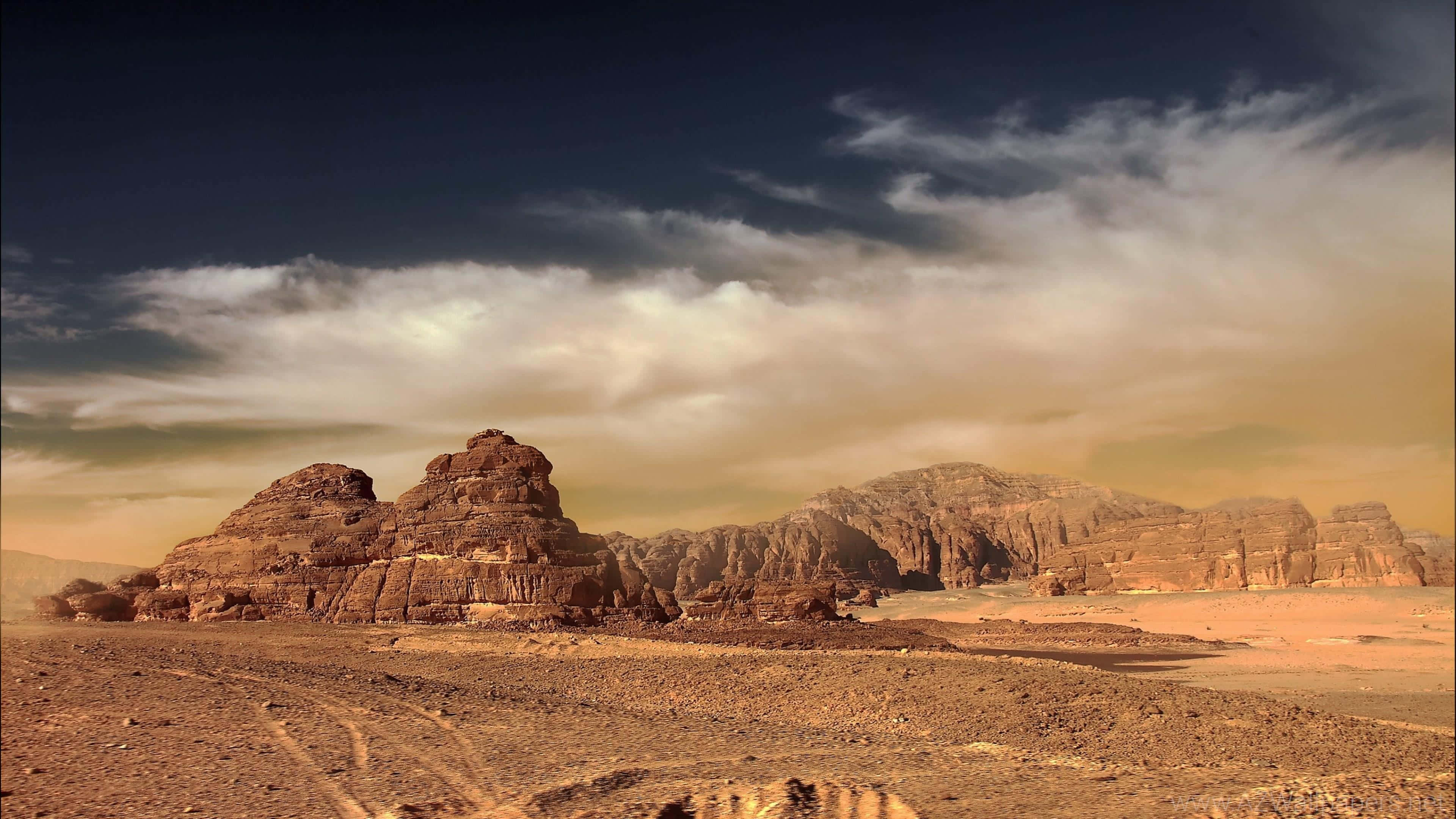 4K Desert, vast desert landscape, rugged rock formations, 4K Desktop Wallpaper