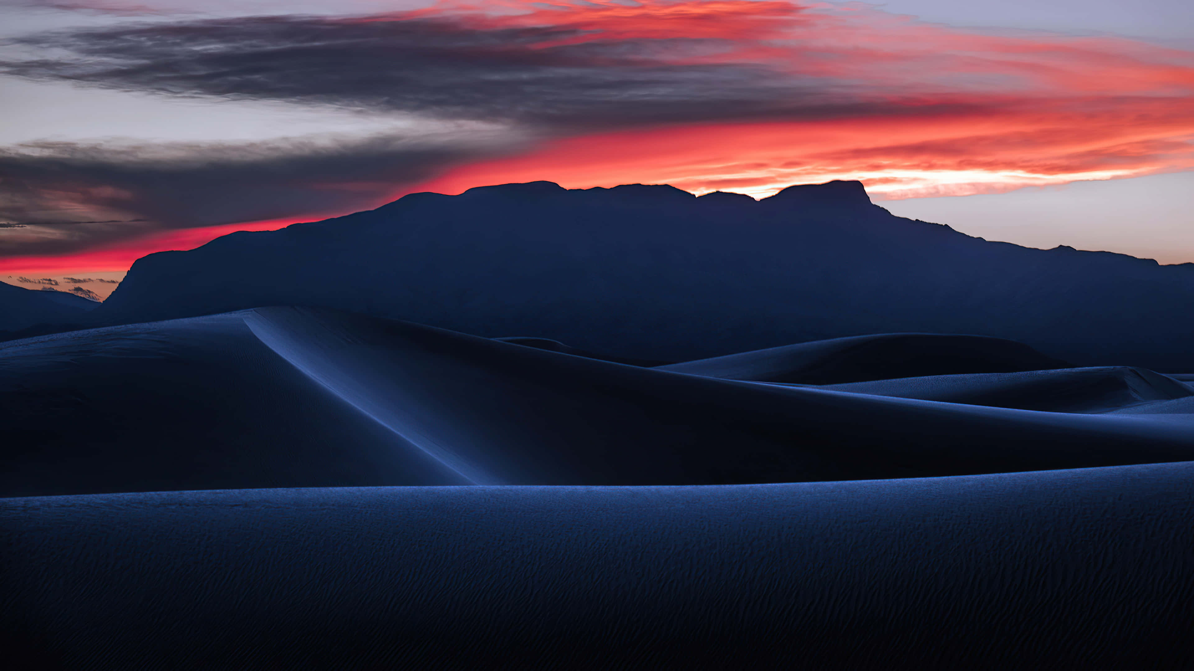 4K Desert, sunset, fiery red and orange sky, 4K Desktop Wallpaper
