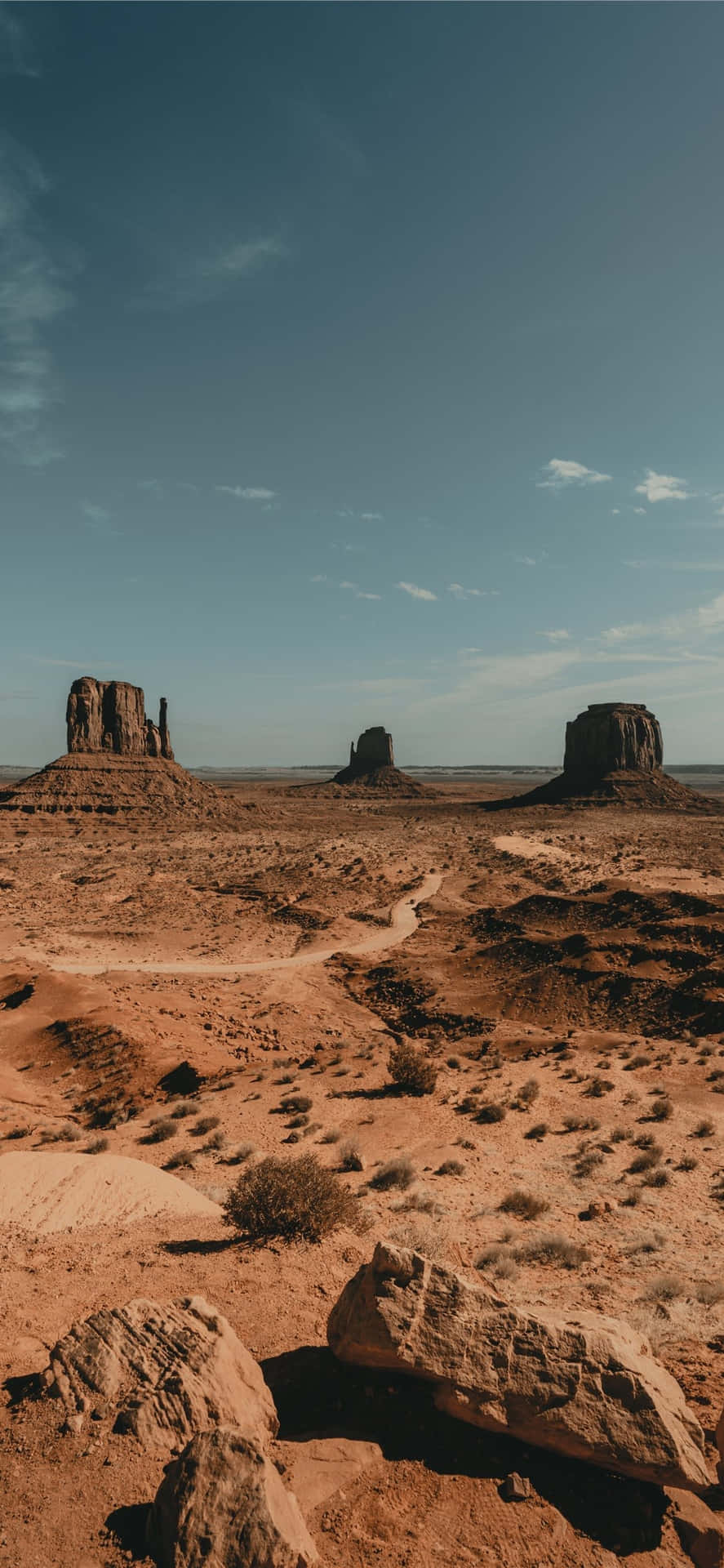 desert monoliths serenity, red rock formations, clear blue sky, Full HD Phone Wallpaper