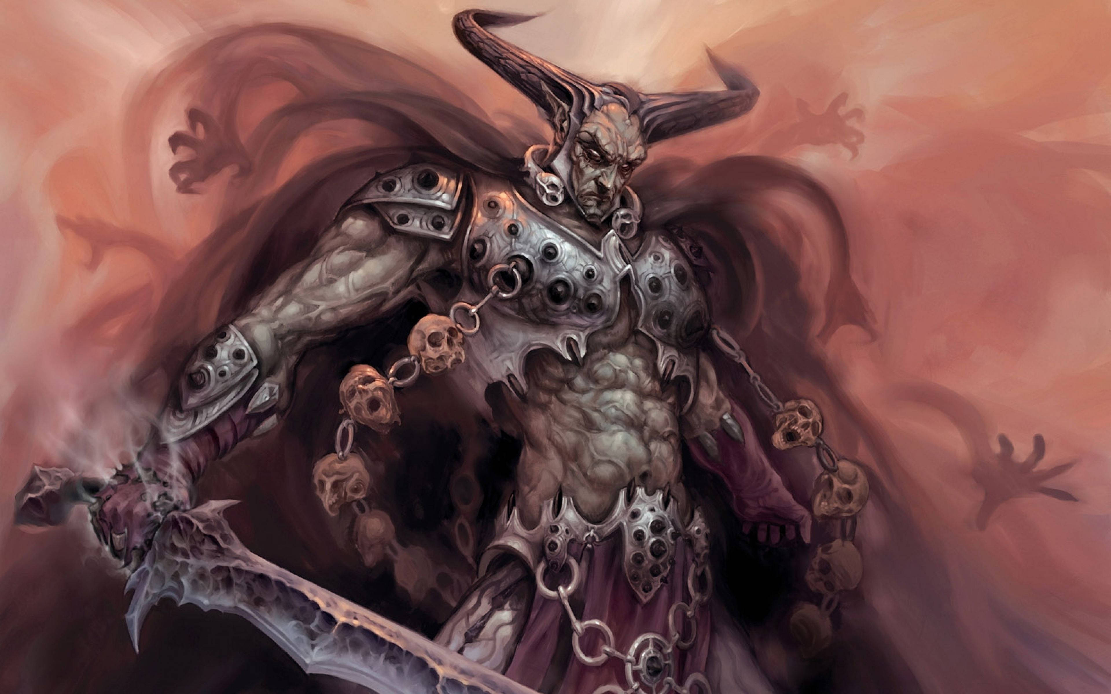 4K Devil, demonic warrior, horns, 4K Desktop Wallpaper