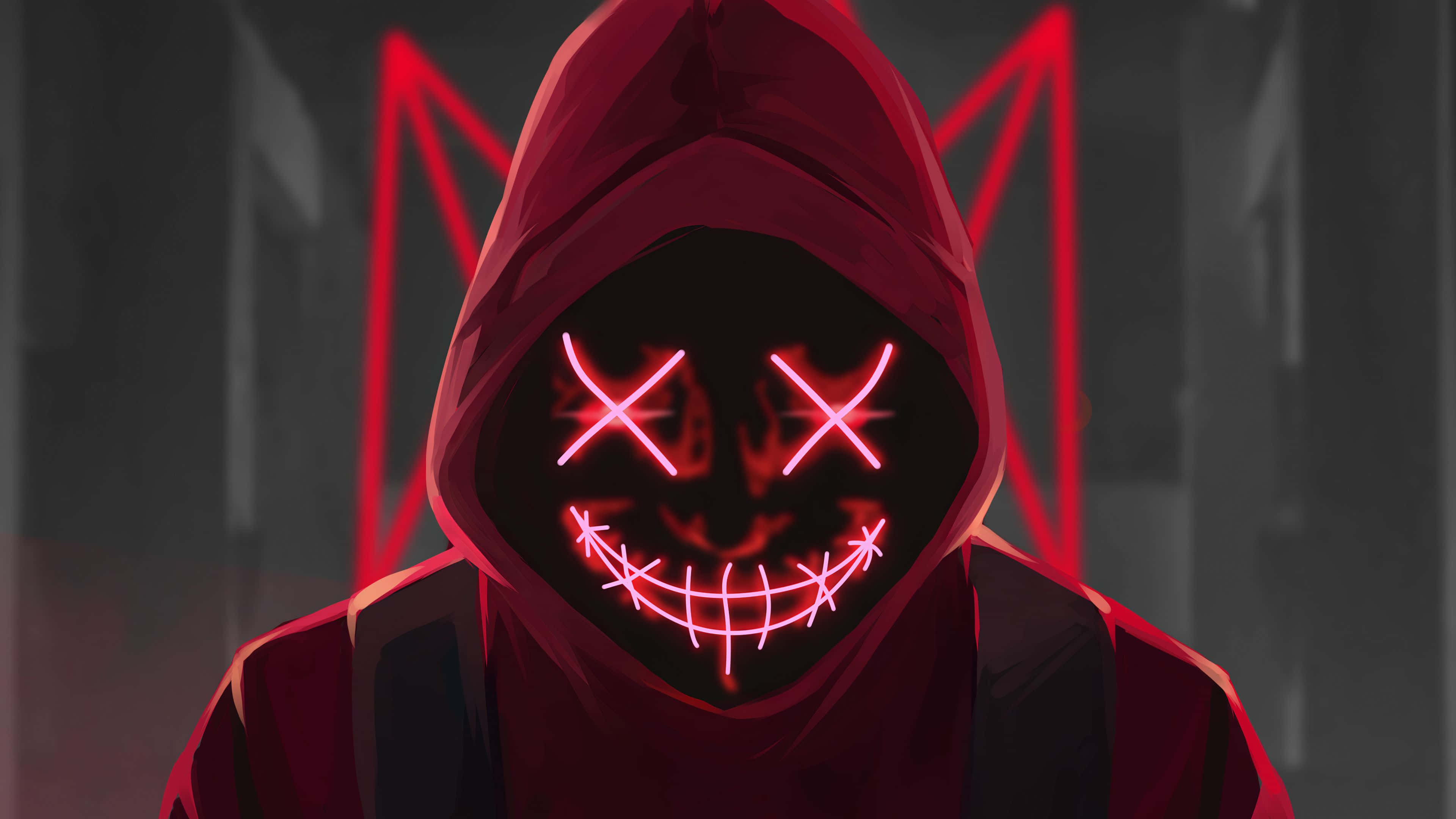 Red Devil, 4K Mask Man, red hoodie, 4K Desktop Wallpaper