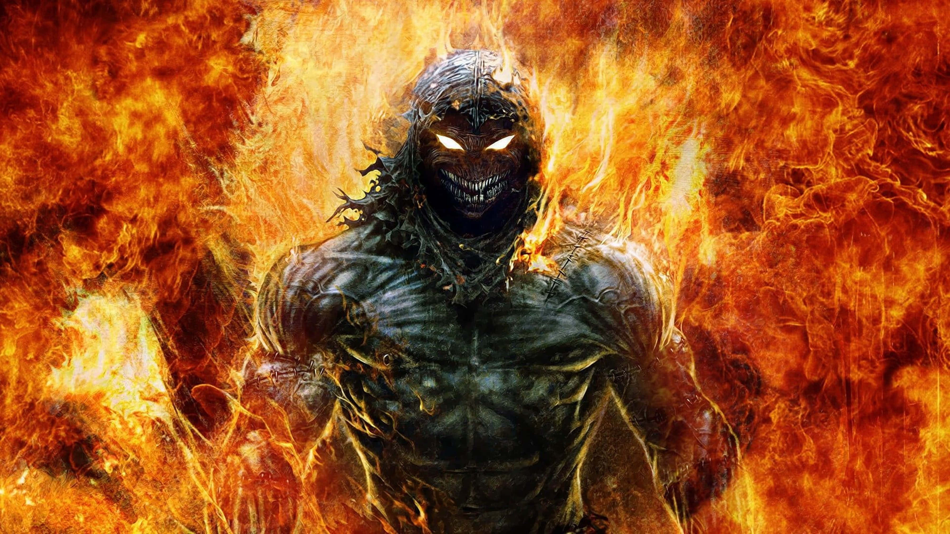 4K Ultra HD Devil Monster, glowing eyes, roaring flames, 4K Desktop Wallpaper