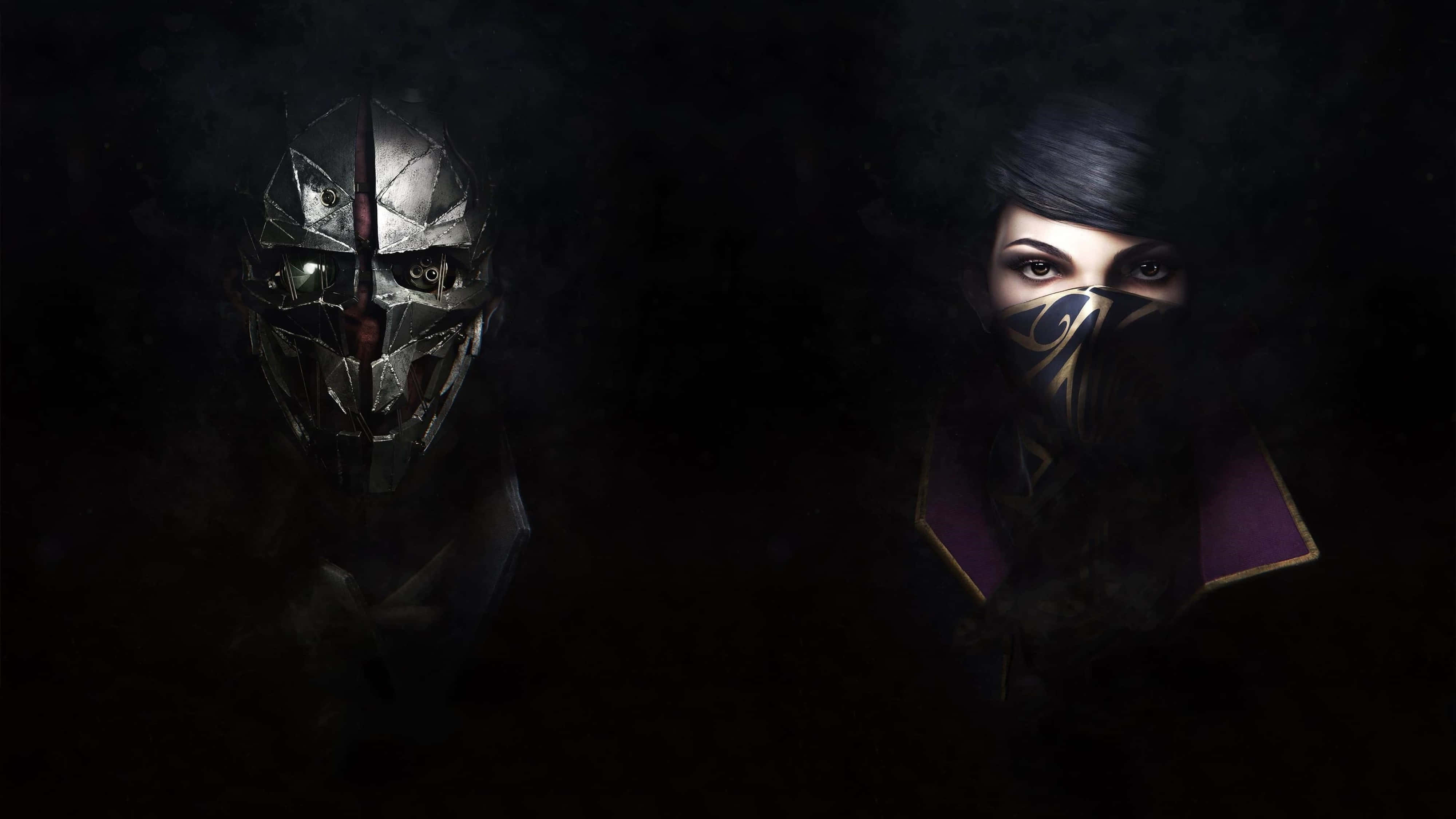 4K Dishonored, masked figures, metallic, 4K Desktop Wallpaper