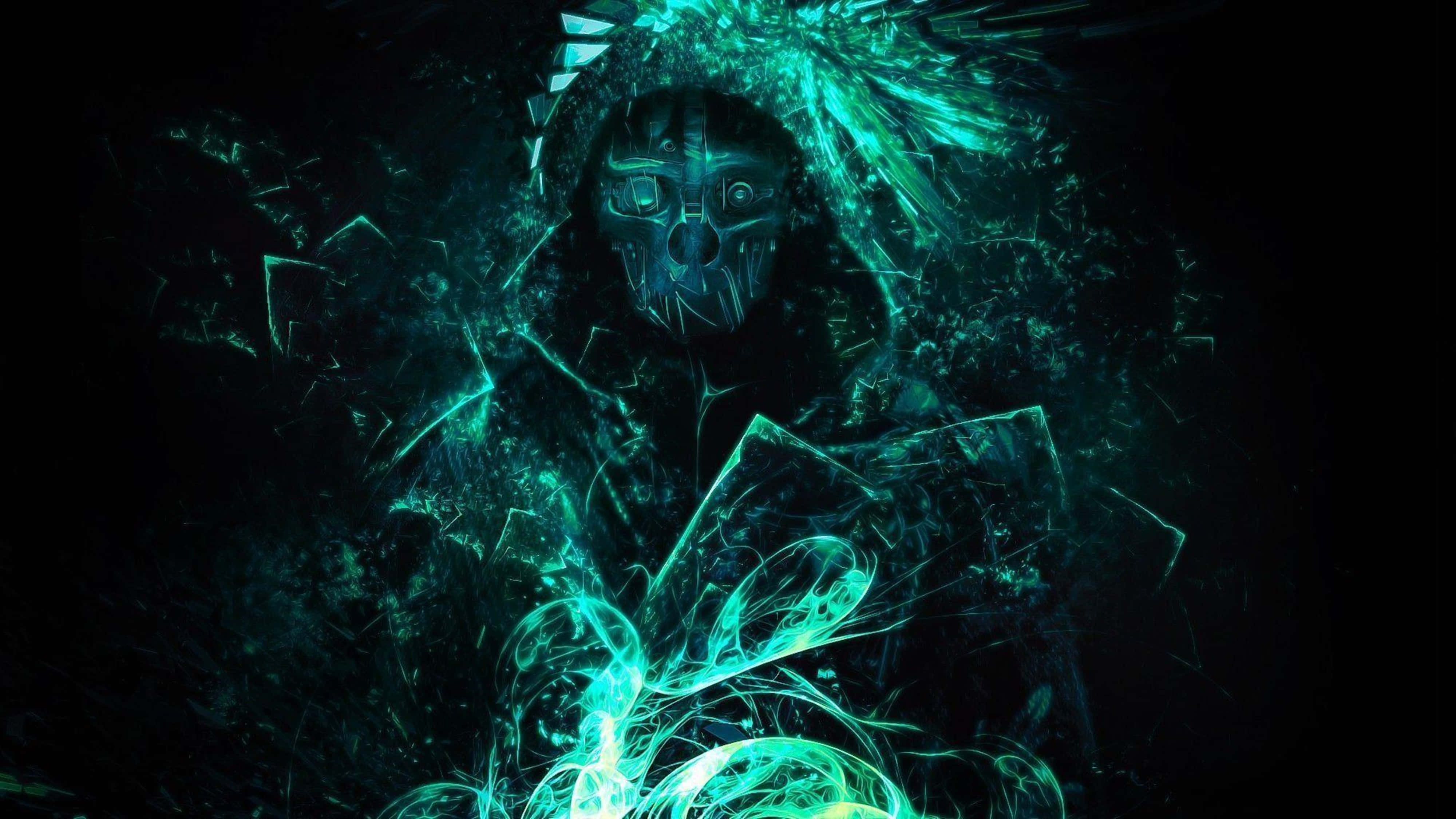 4K Dishonored, teal, fractured mask, 4K Desktop Wallpaper