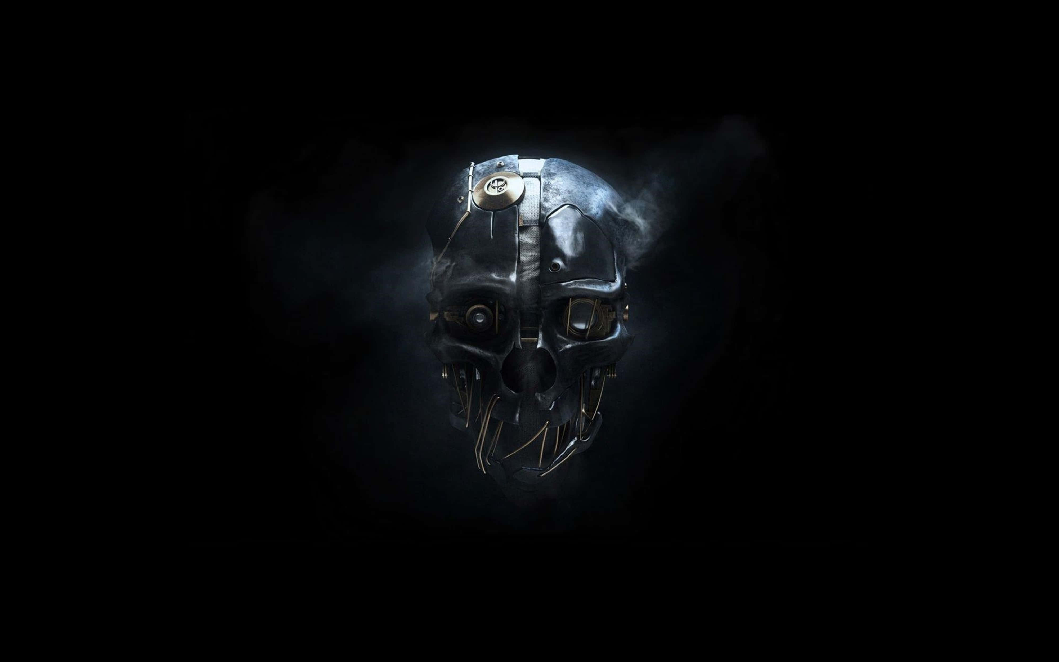 4K Dishonored, metallic skull, glowing eyes, 4K Desktop Wallpaper