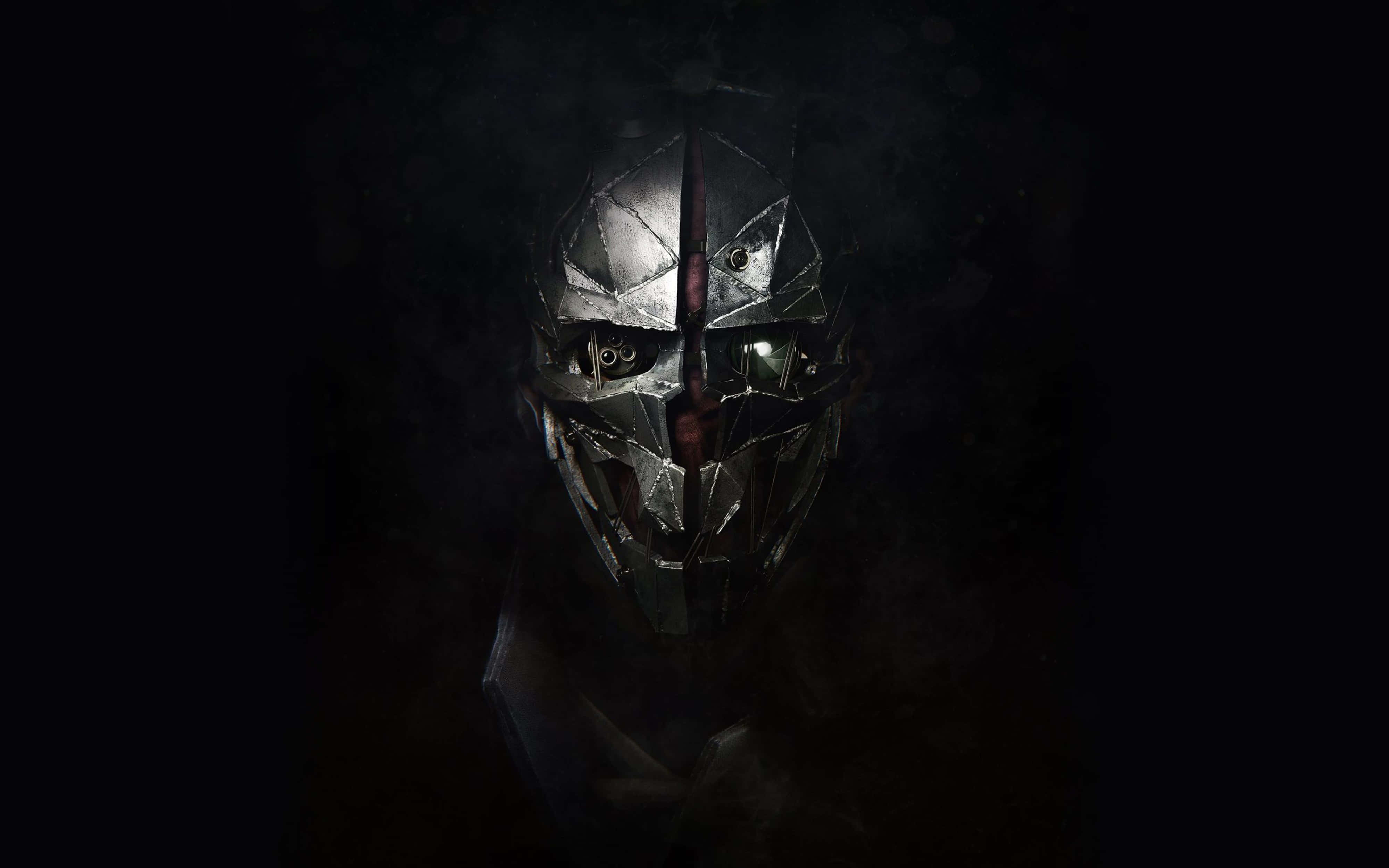 4K Dishonored, metallic helmet, glowing eyes, 4K Desktop Wallpaper