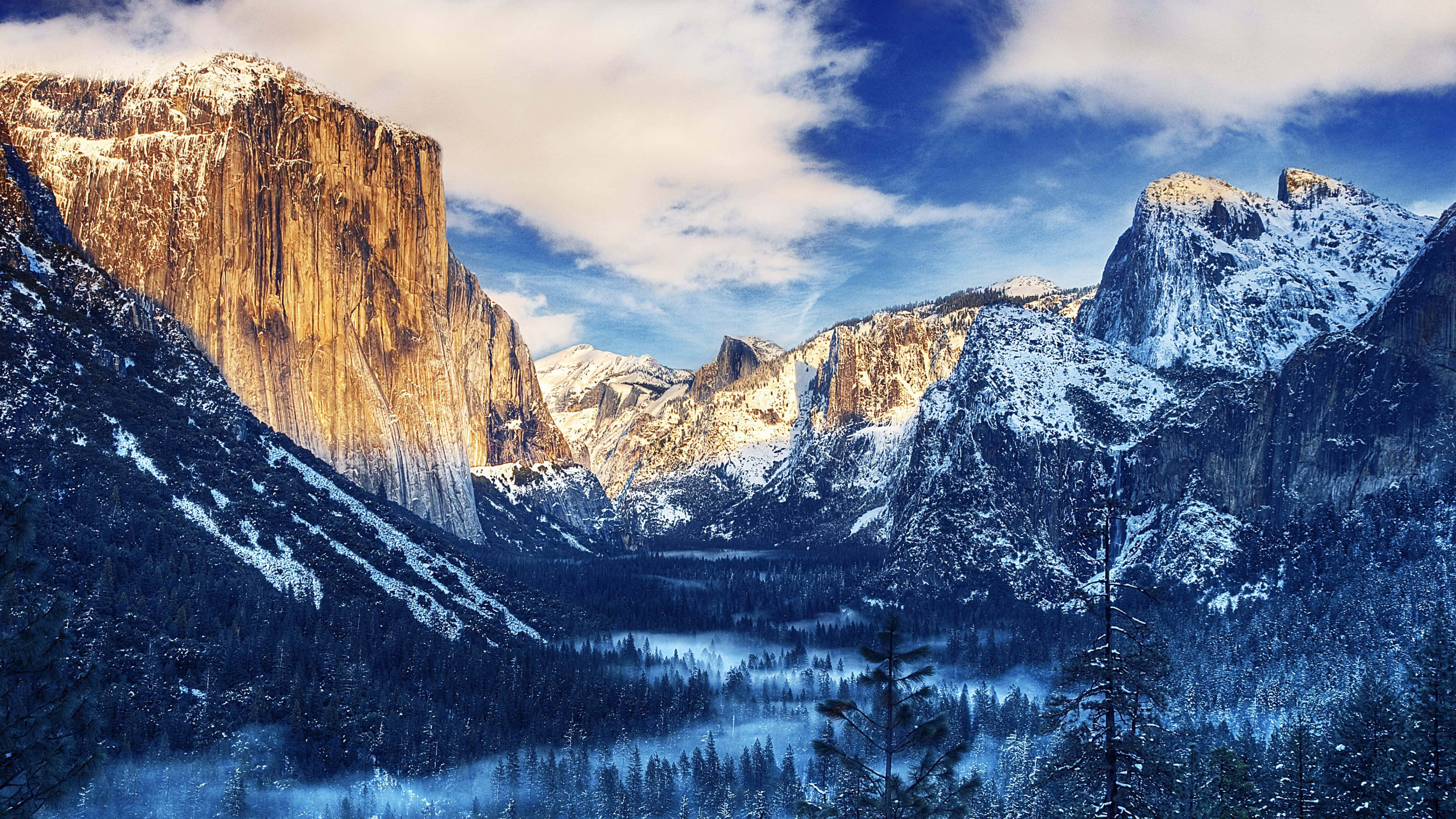 4K Display, 3840 x 2160, snow-capped granite cliffs, 4K Desktop Wallpaper