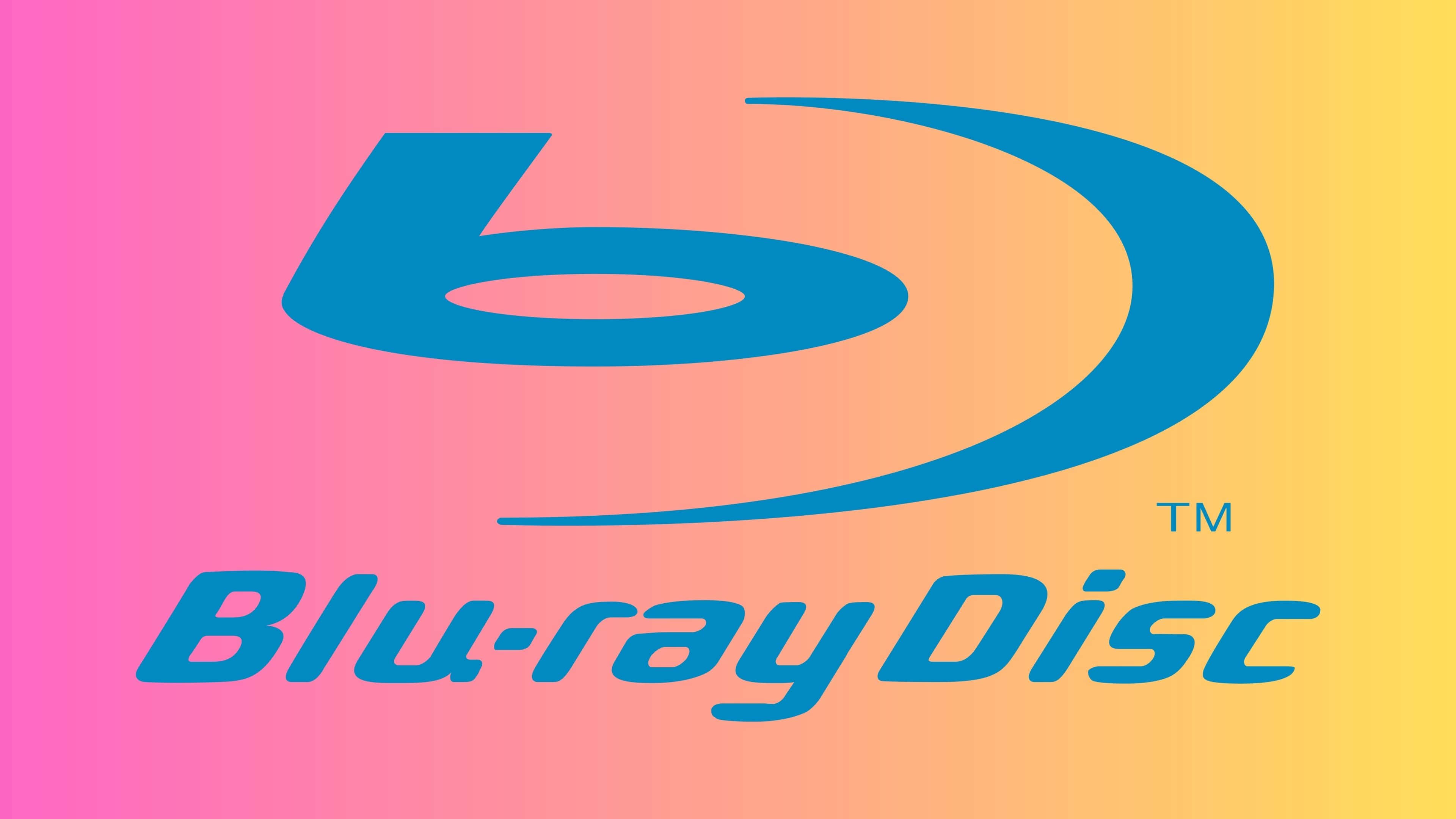 4K Blu-ray Disc, blue Blu-ray Disc logo, pink orange and yellow gradient, 4K Desktop Wallpaper