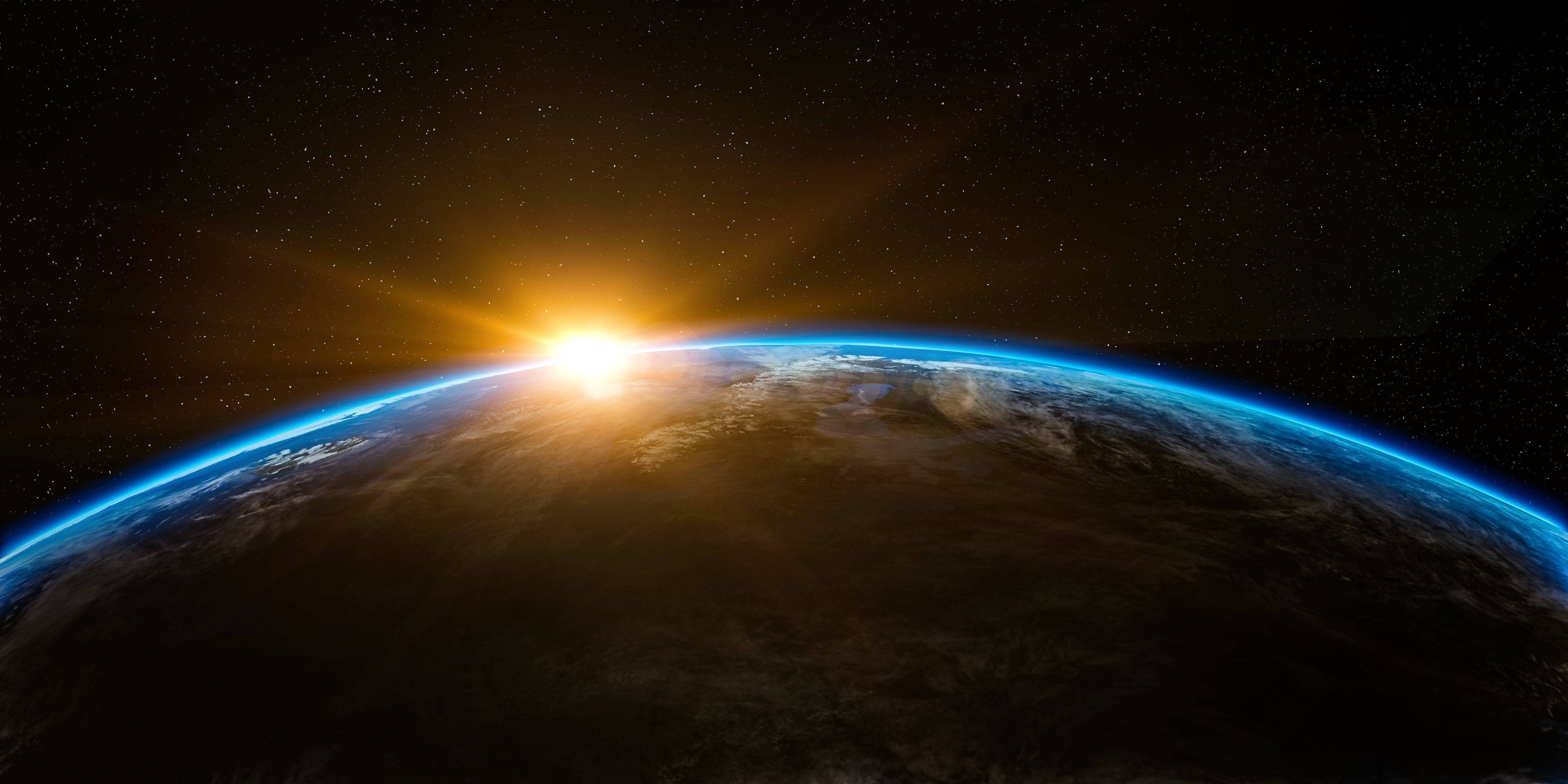 4K Earth, golden sunrise, sunrise over Earth, 4K Desktop Wallpaper