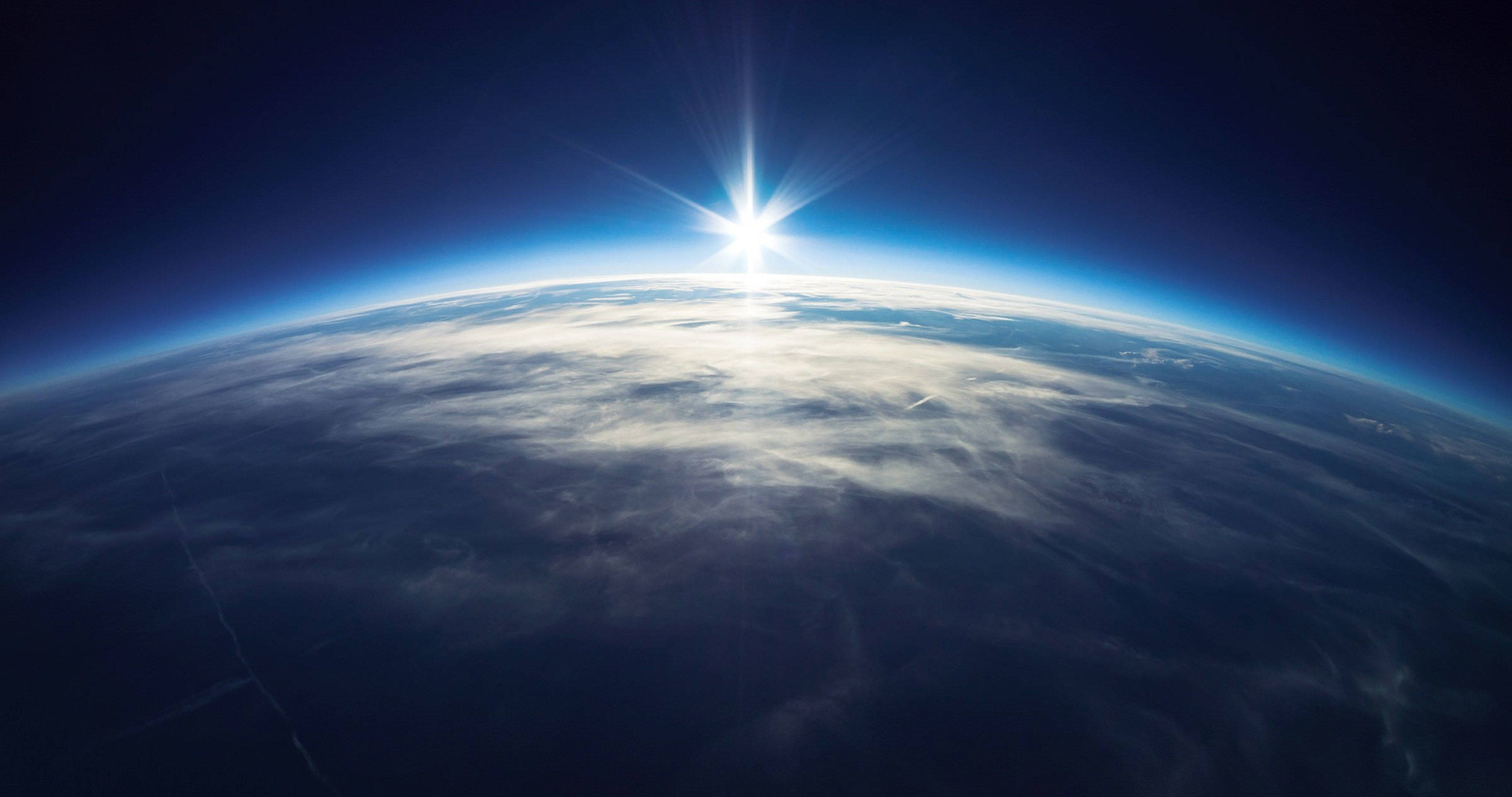 4K Earth, blue flare, sun, 4K Desktop Wallpaper