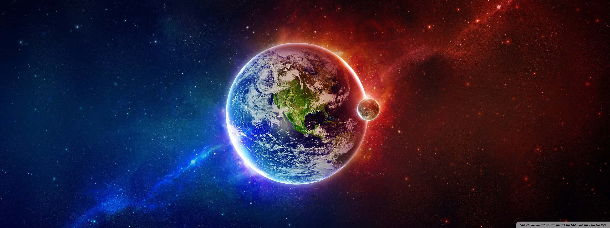 Earth, blue oceans, green continents, 2K Desktop Wallpaper