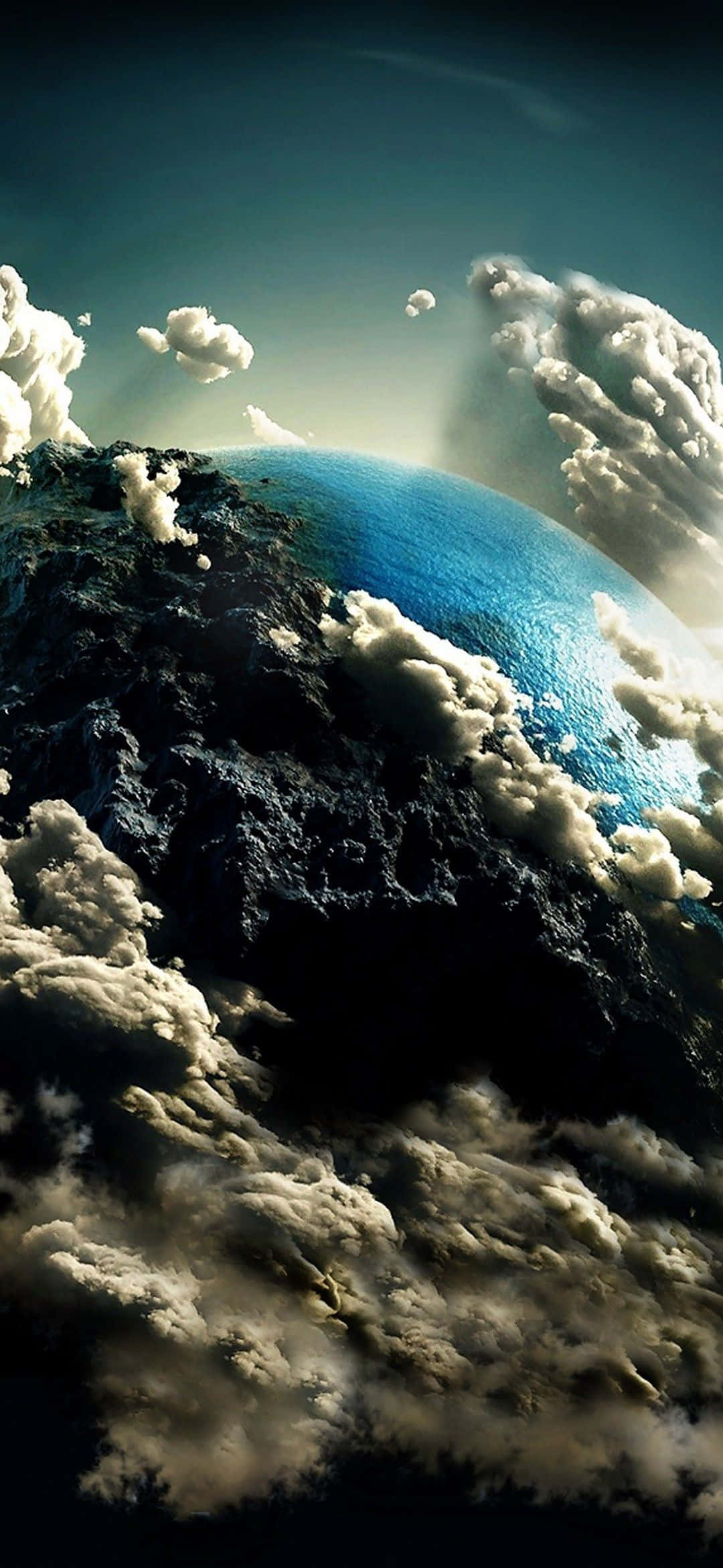 4K Earth, swirling clouds, curved horizon, Full HD Phone Wallpaper