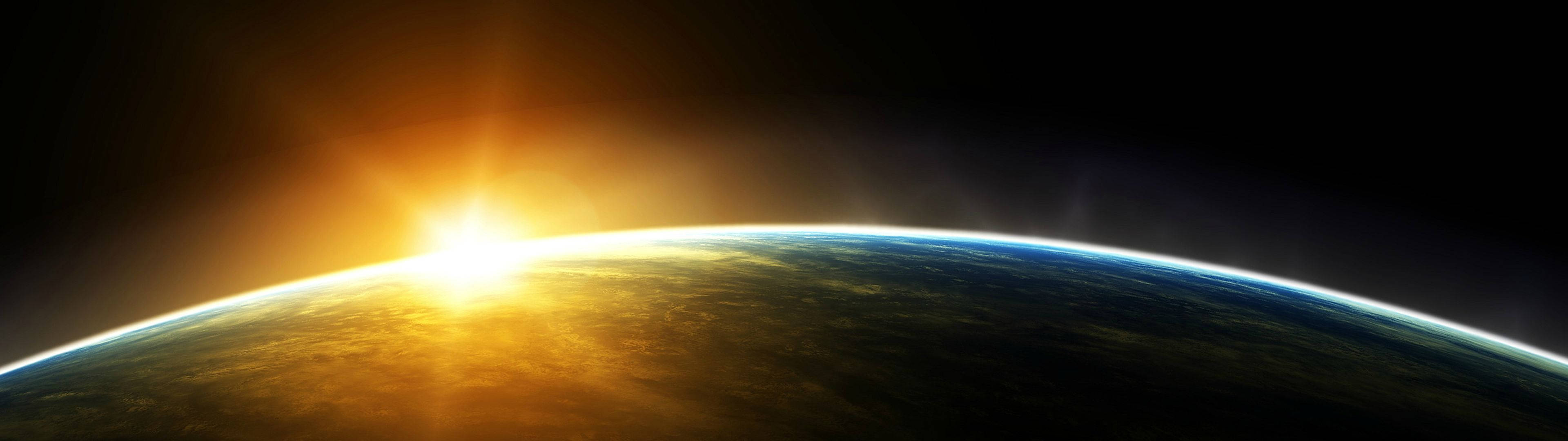 Earth, sunrise, curved horizon, 4K Desktop Wallpaper