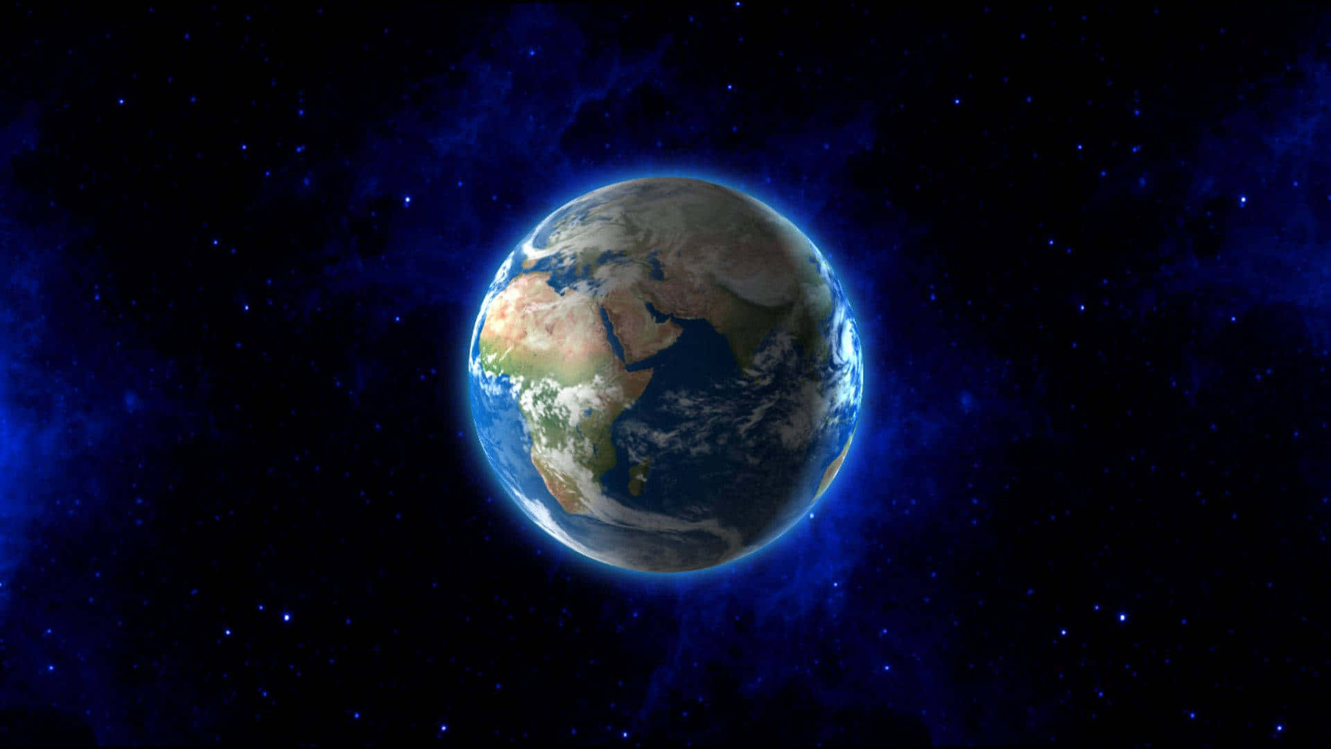 Earth, space, blue auroras, Full HD Desktop Wallpaper