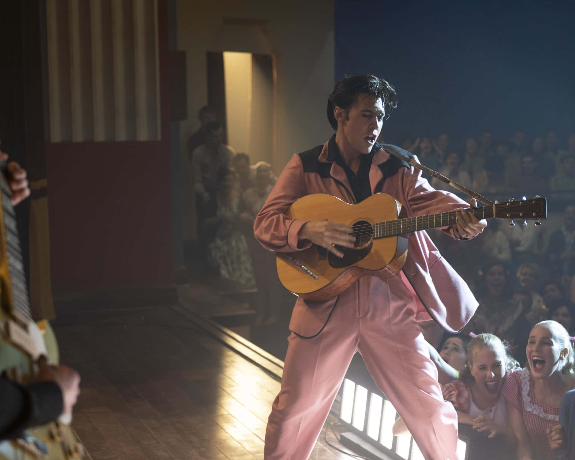 Elvis, pink suit, guitar, Full HD Desktop Wallpaper