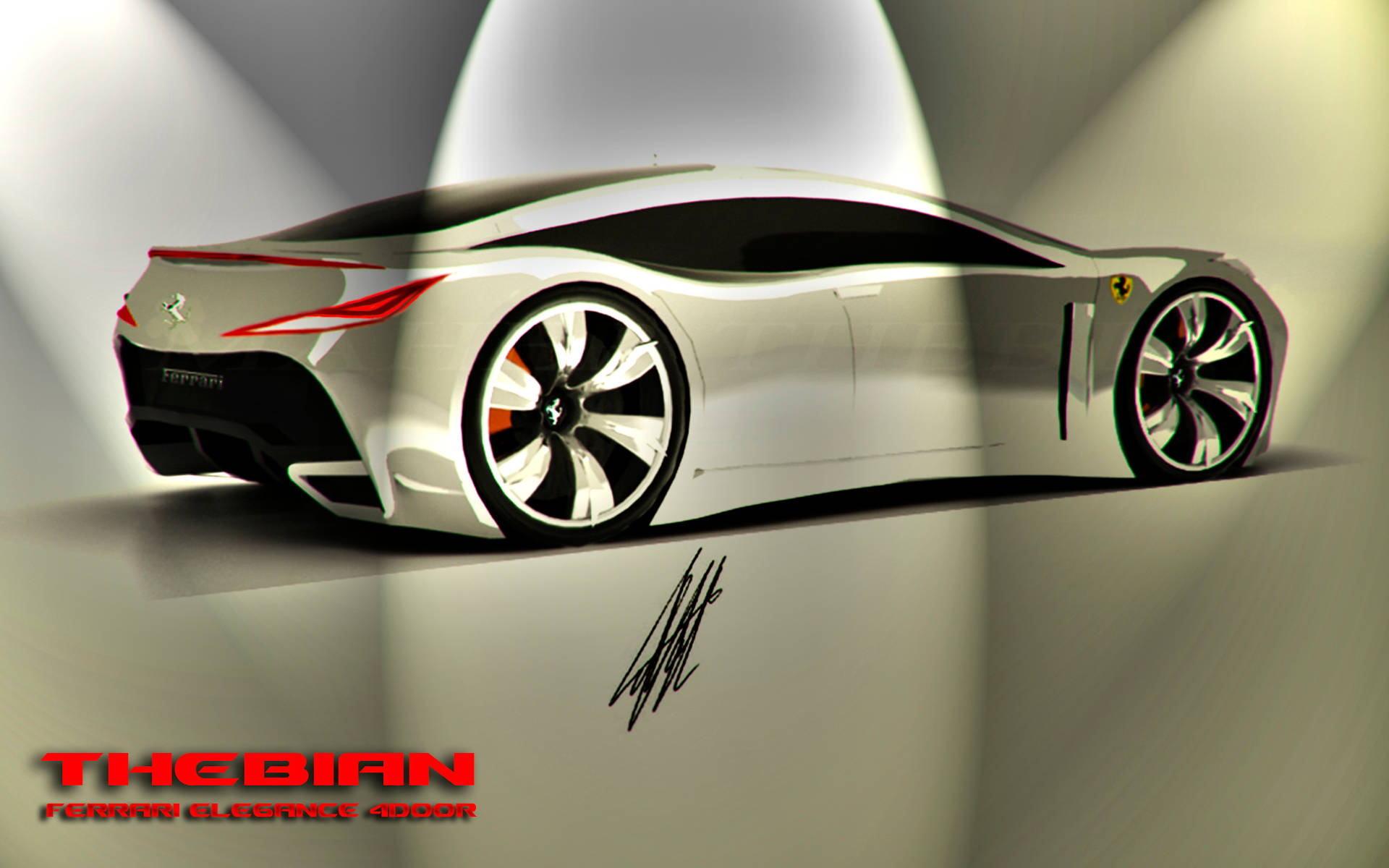 Ferrari, silver, red accents, Full HD Desktop Wallpaper