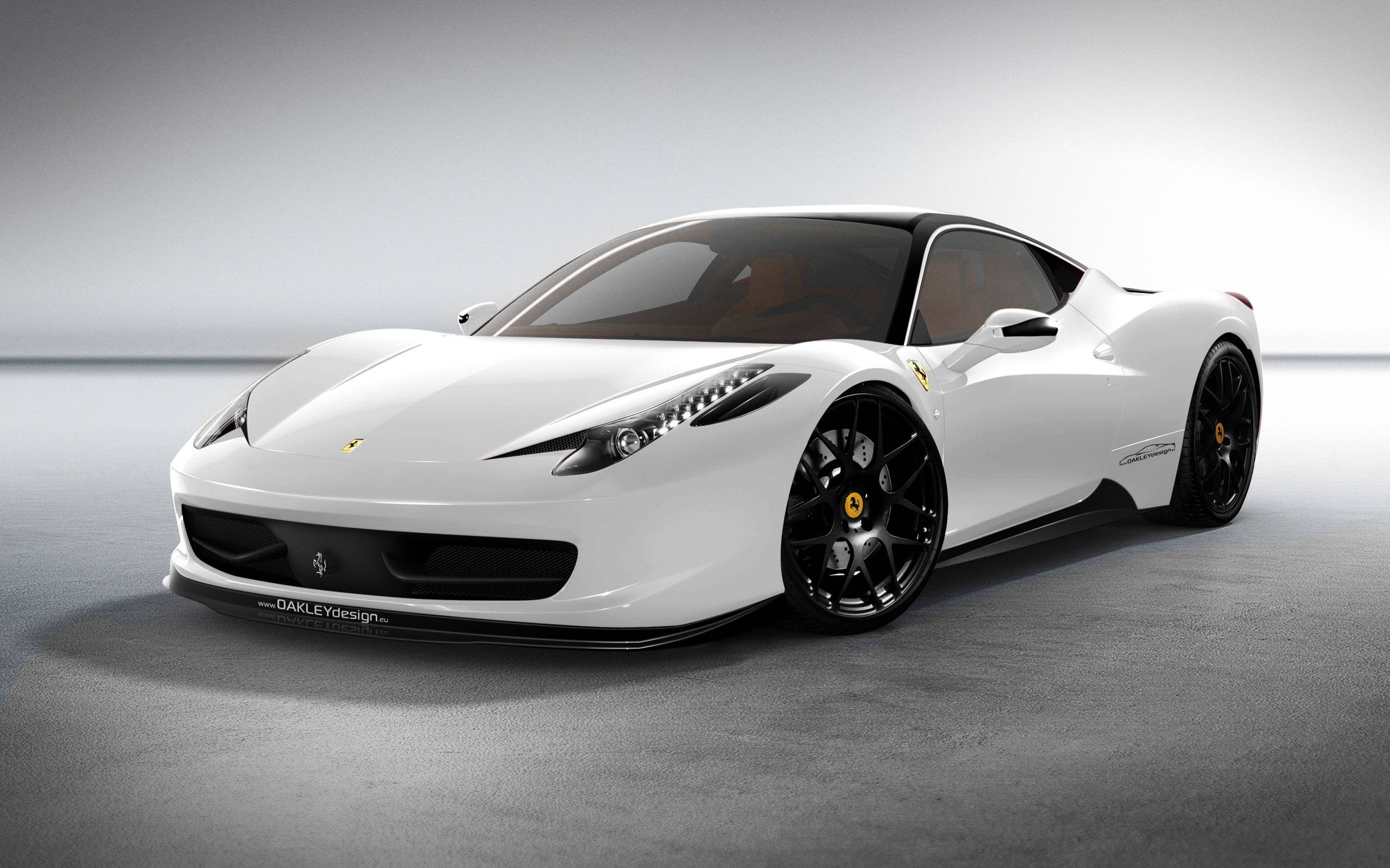 Ferrari, white sports car, black accents, 2K Desktop Wallpaper
