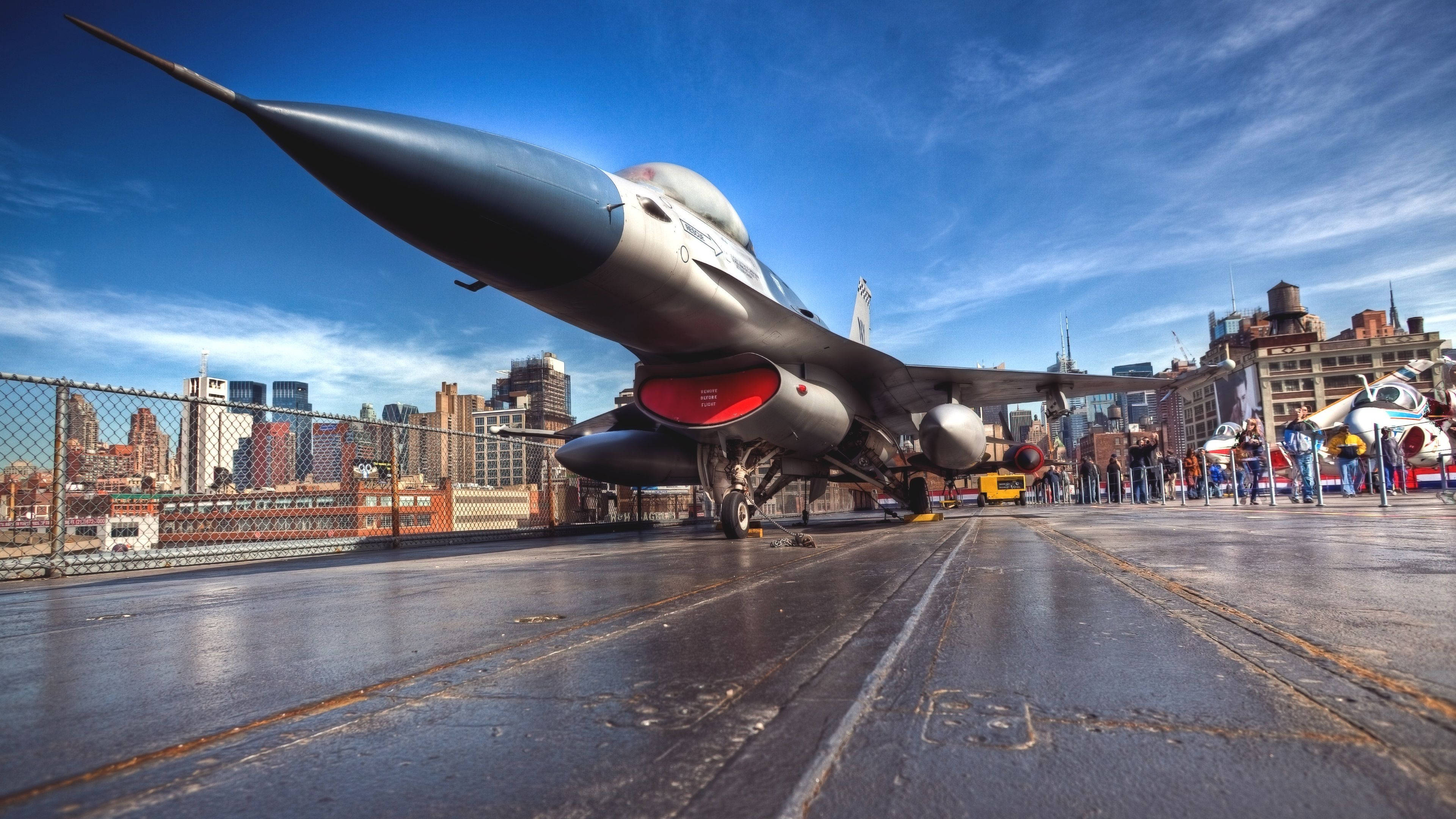 4K fighter plane, sleek fighter jet, wet aircraft carrier deck, 4K Desktop Wallpaper