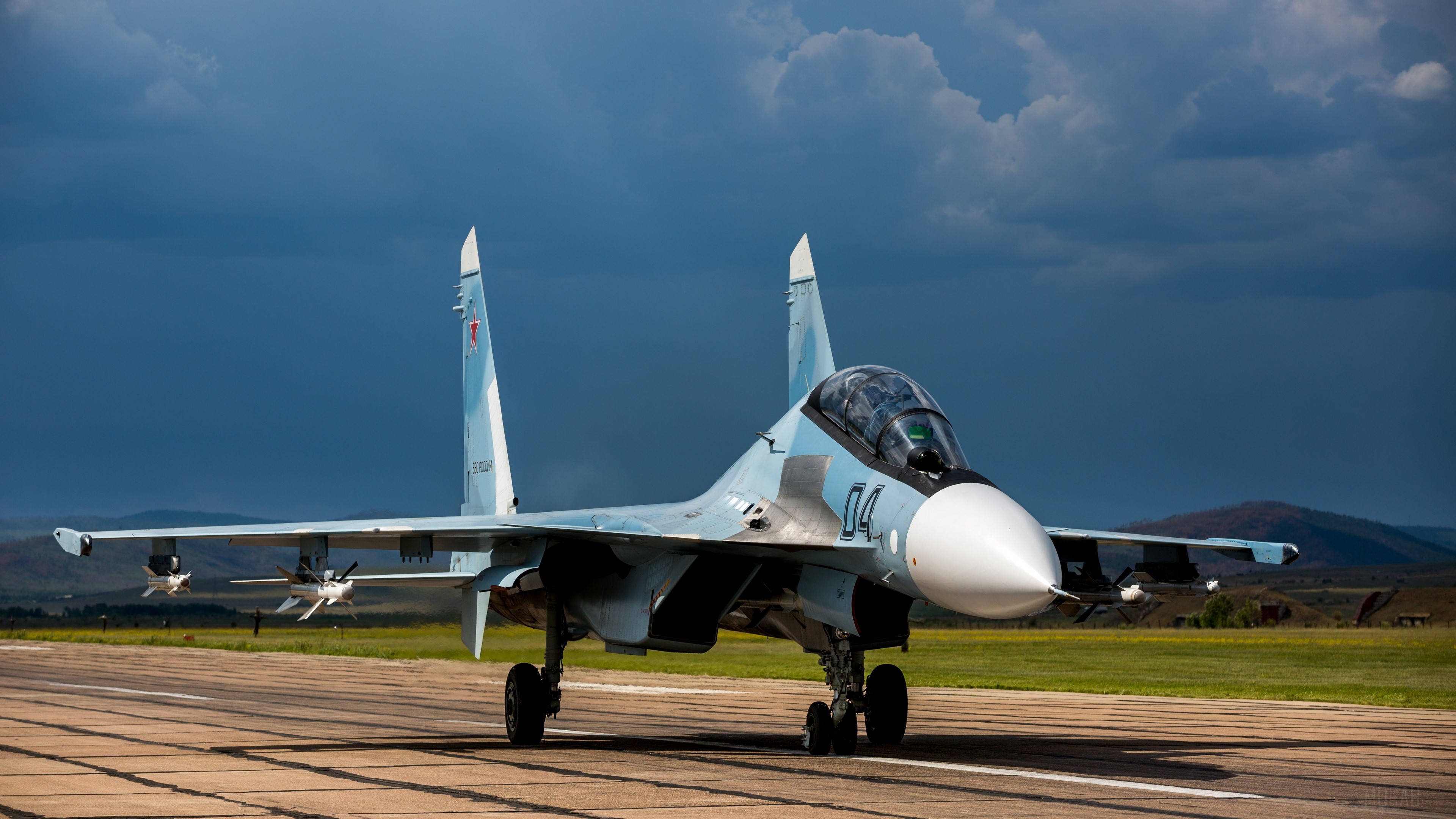 4K resolution fighter plane, light blue, number 54, 4K Desktop Wallpaper