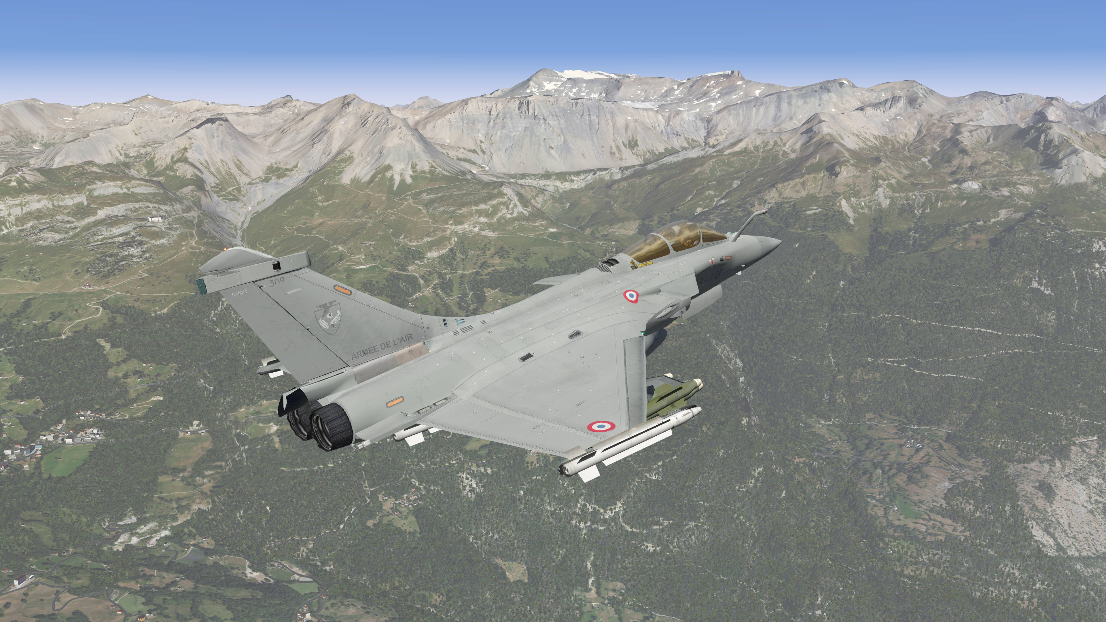 4K Fighter Plane, gray fighter jet, snow-capped mountains, 4K Desktop Wallpaper