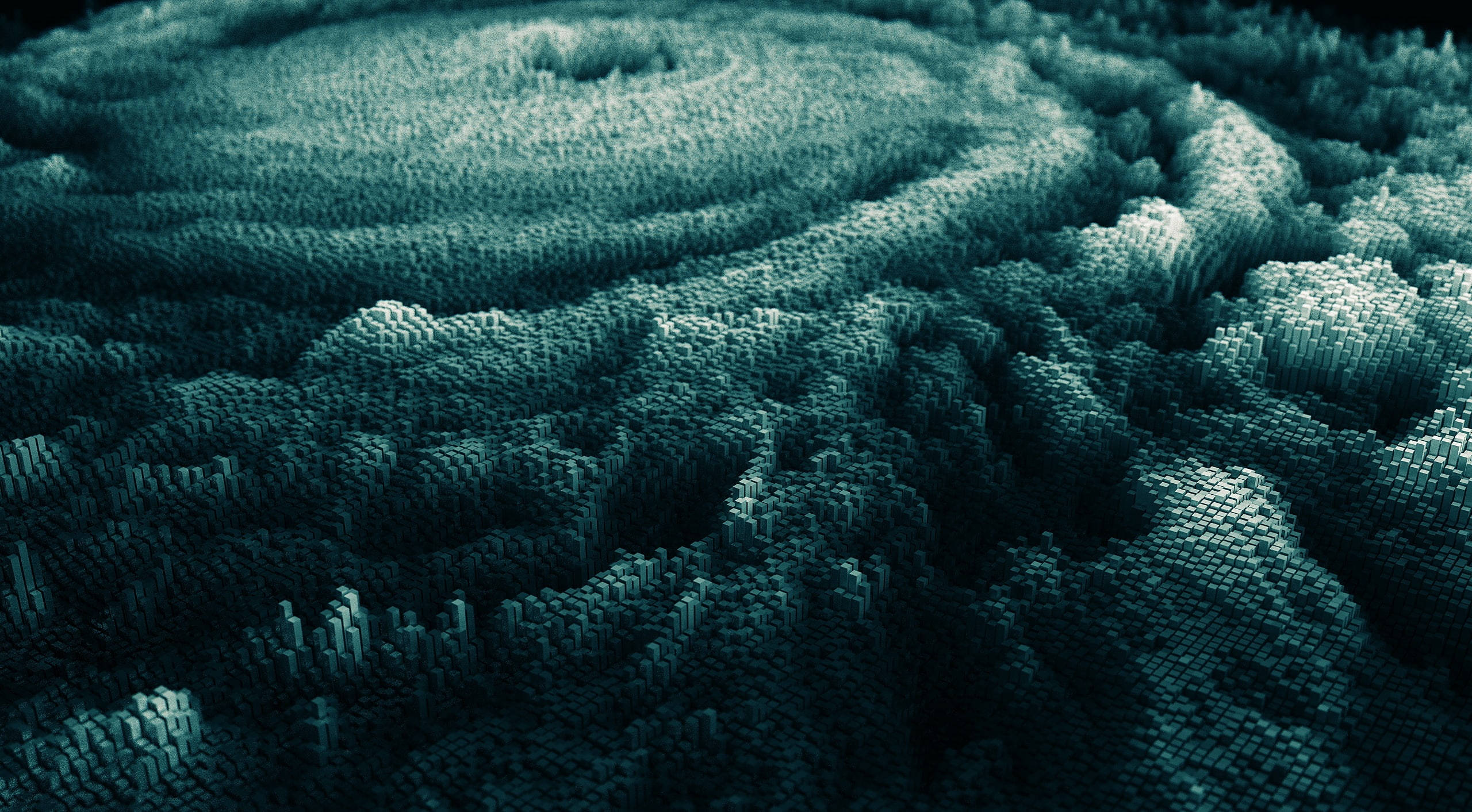 4D Ultra HD Rectangle Forest, teal, black, 2K Desktop Wallpaper