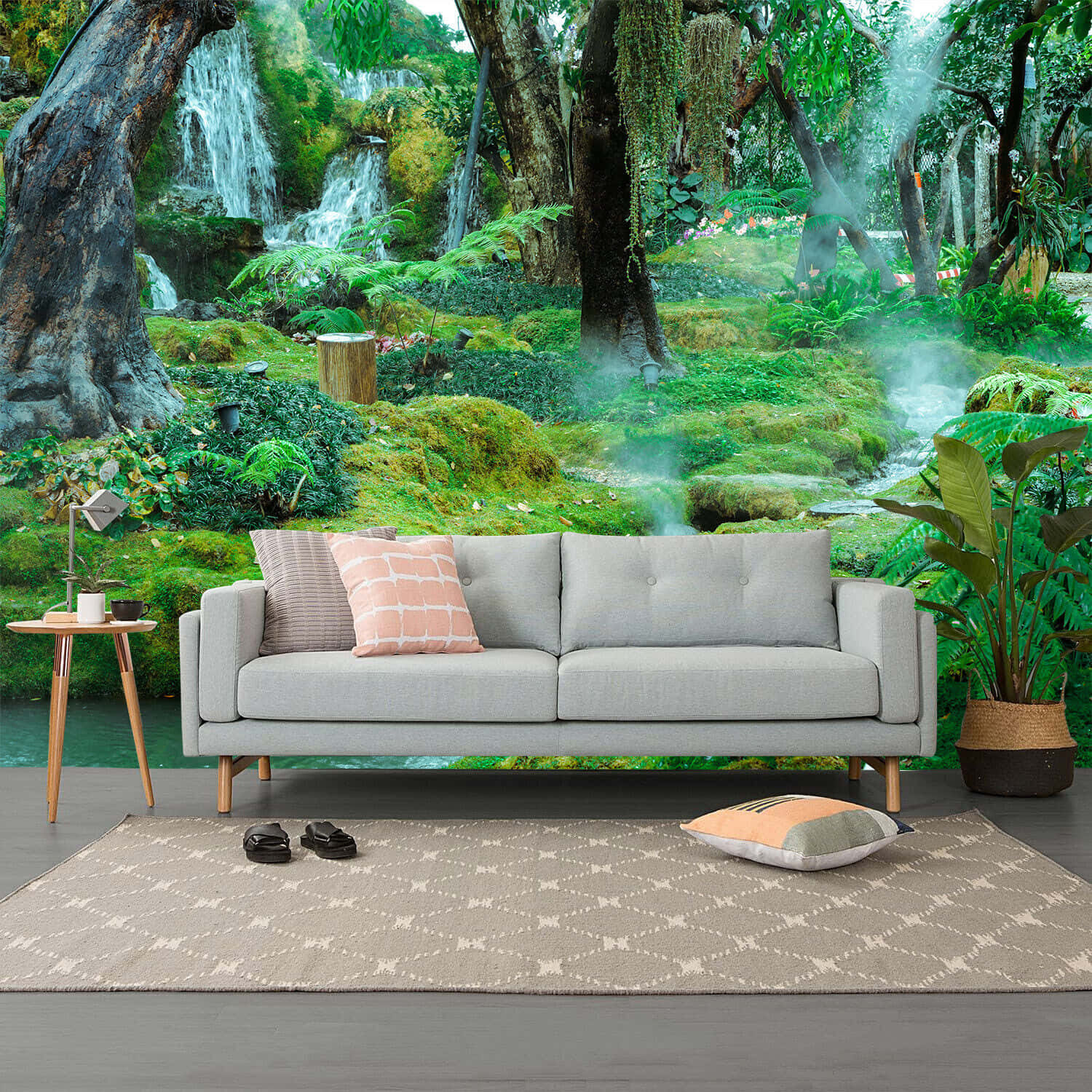 3D forest, lush jungle wallpaper, waterfalls, HD Desktop Wallpaper