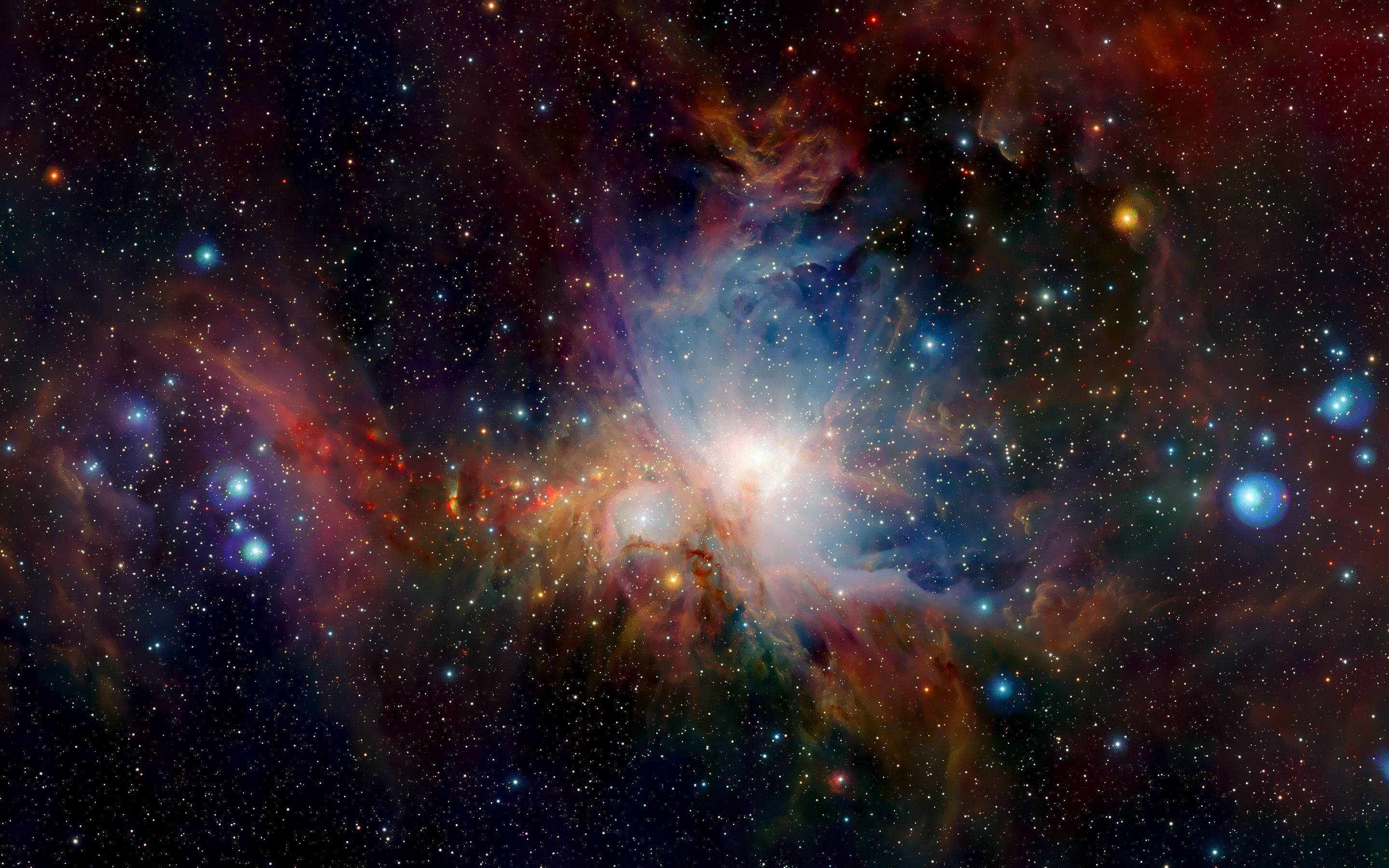 4K Moving Galaxy Desktop, cosmic nebula, swirling reds blues and oranges, 2K Desktop Wallpaper
