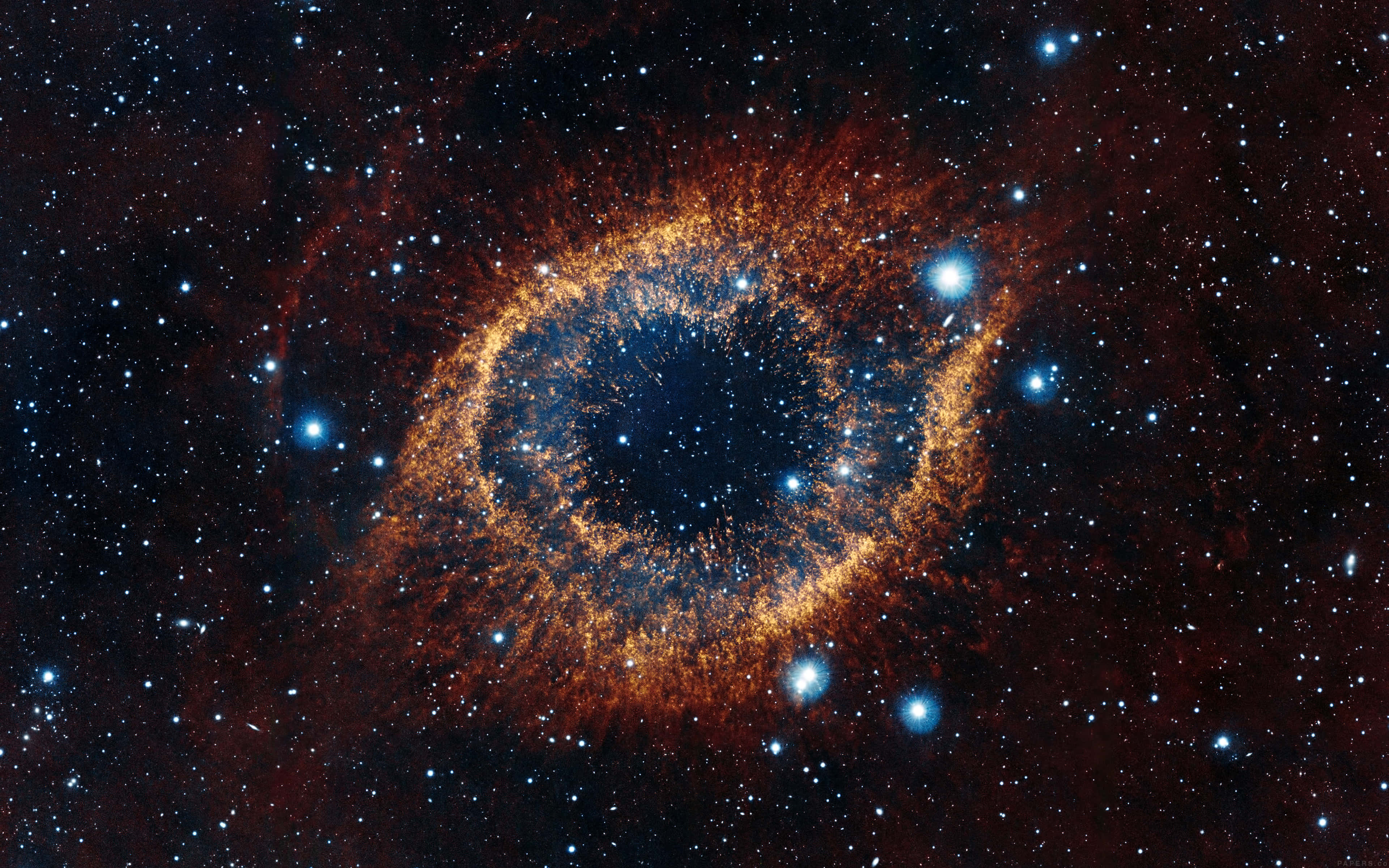 cosmic eye nebula, fiery orange, deep blue, 4K Desktop Wallpaper