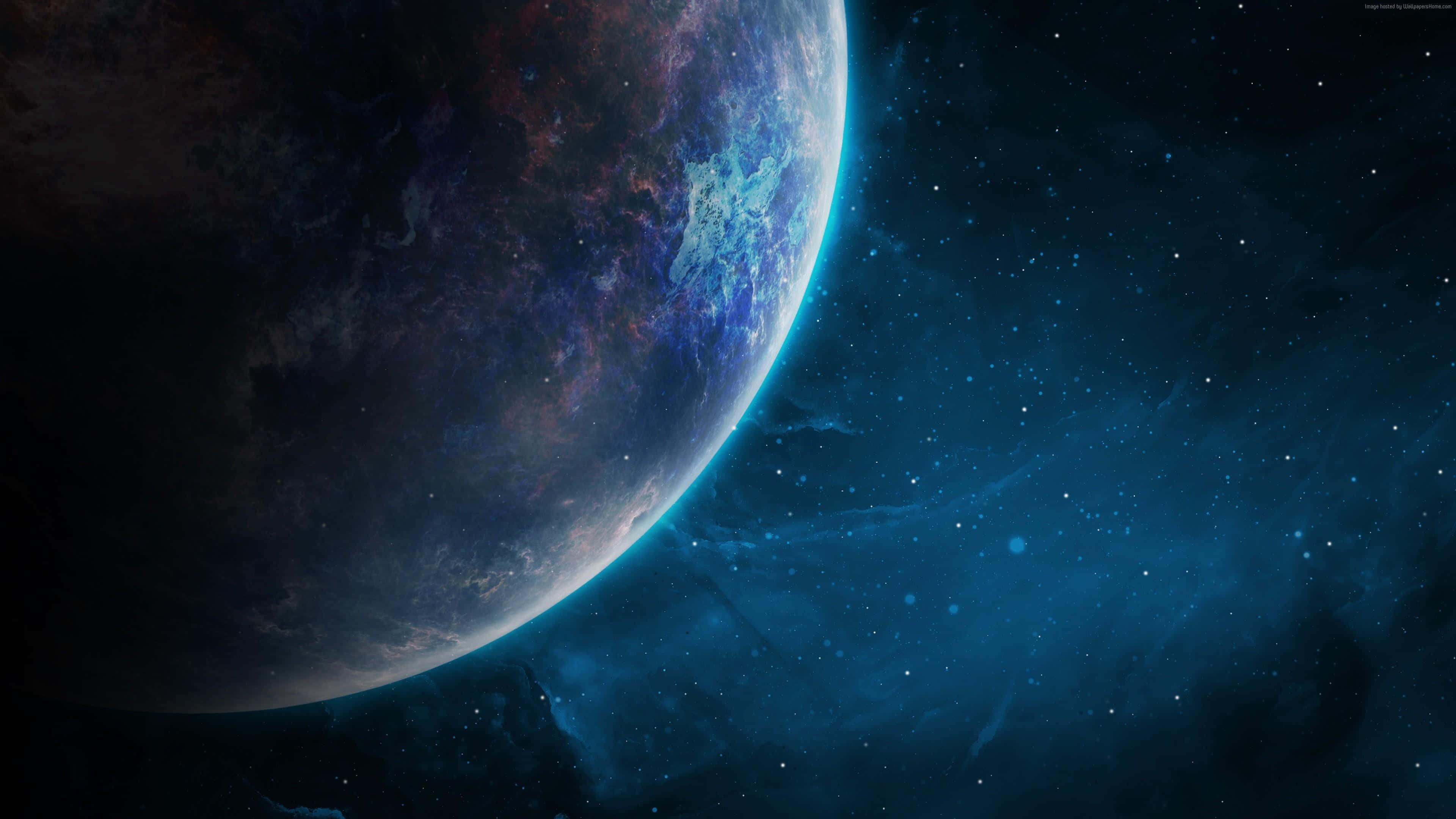4K Galaxy, blue planet, swirling clouds, 4K Desktop Wallpaper
