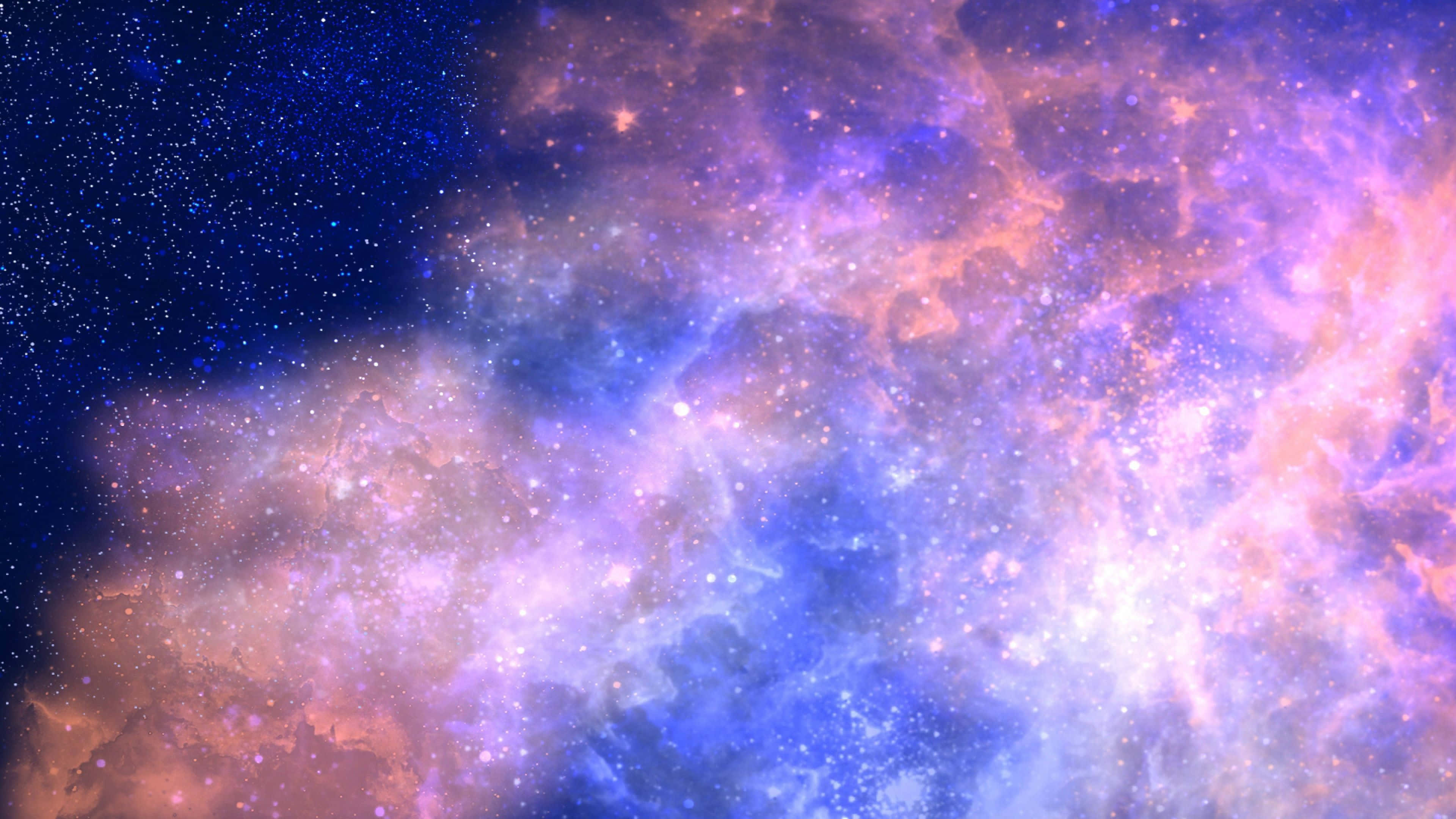 4K Galaxy, cosmic nebula, vibrant purple orange and blue hues, 4K Desktop Wallpaper