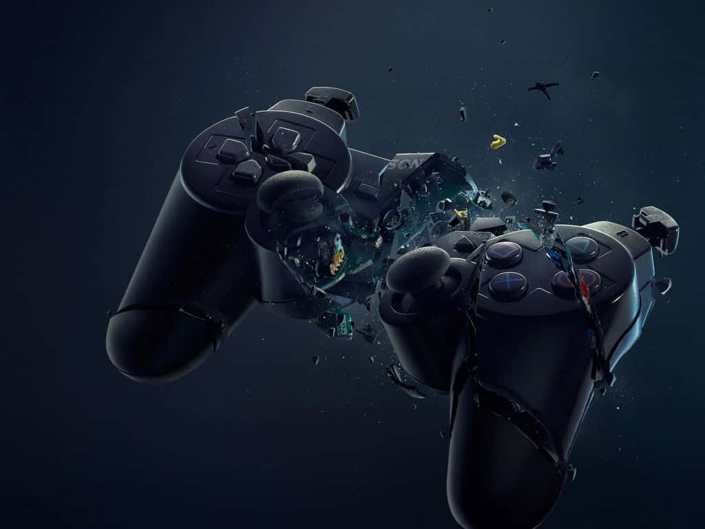 4K gaming, black gaming controllers, dark background, SD Desktop Wallpaper