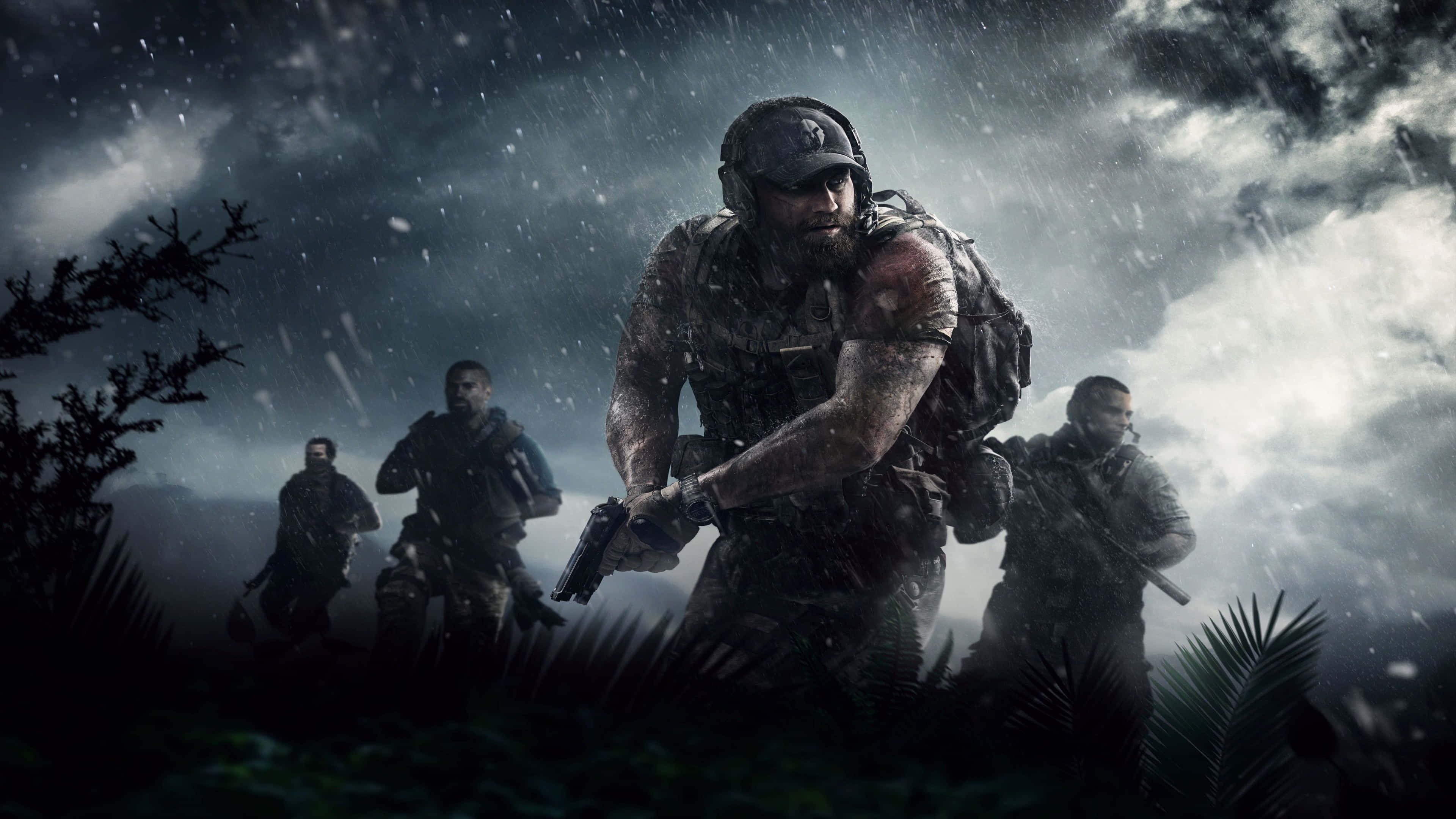 4K Ghost Recon, tactical gear, rain-soaked jungle, 4K Desktop Wallpaper
