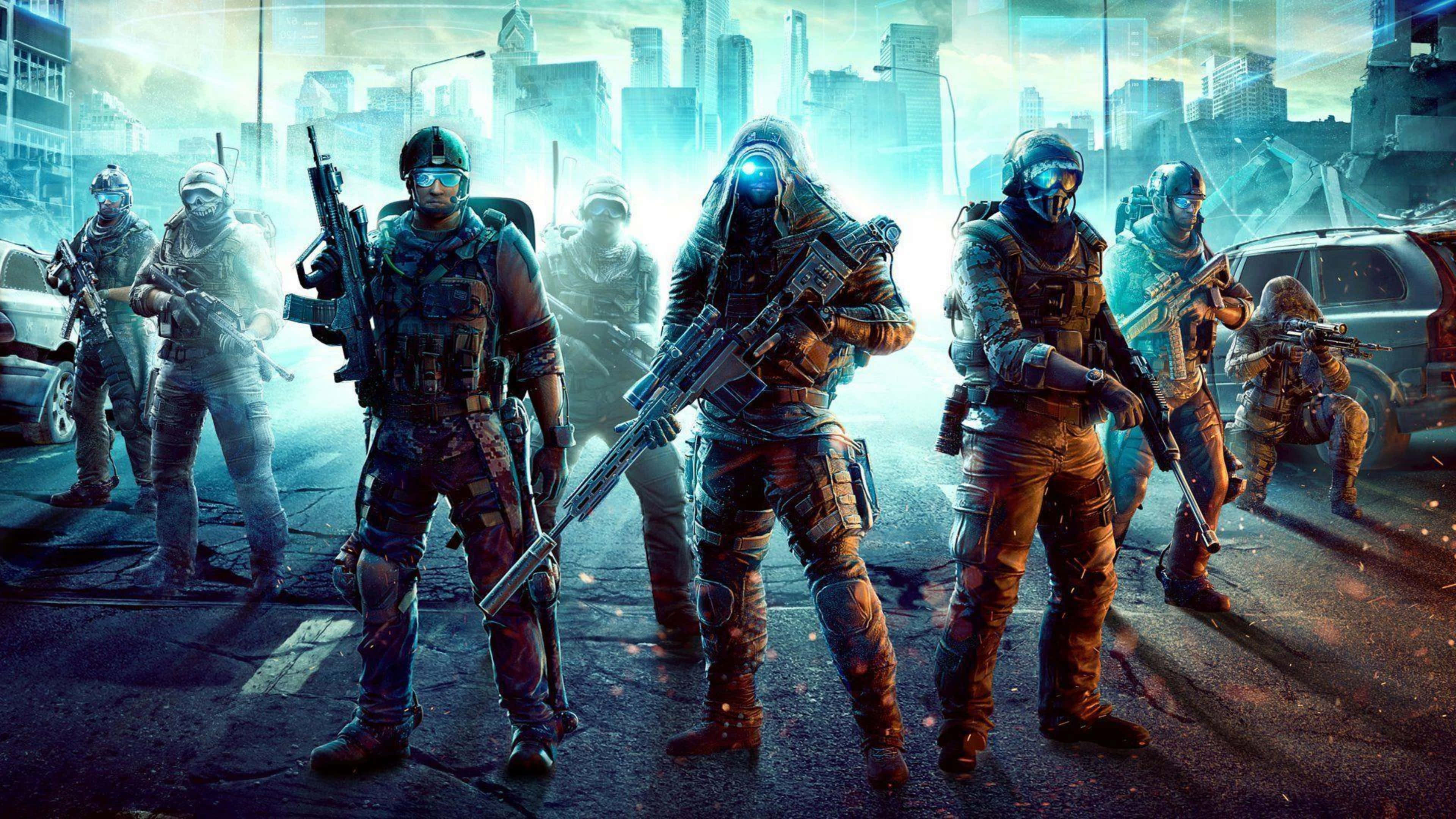 4K Ghost Recon, tactical gear, ruined city street, 4K Desktop Wallpaper