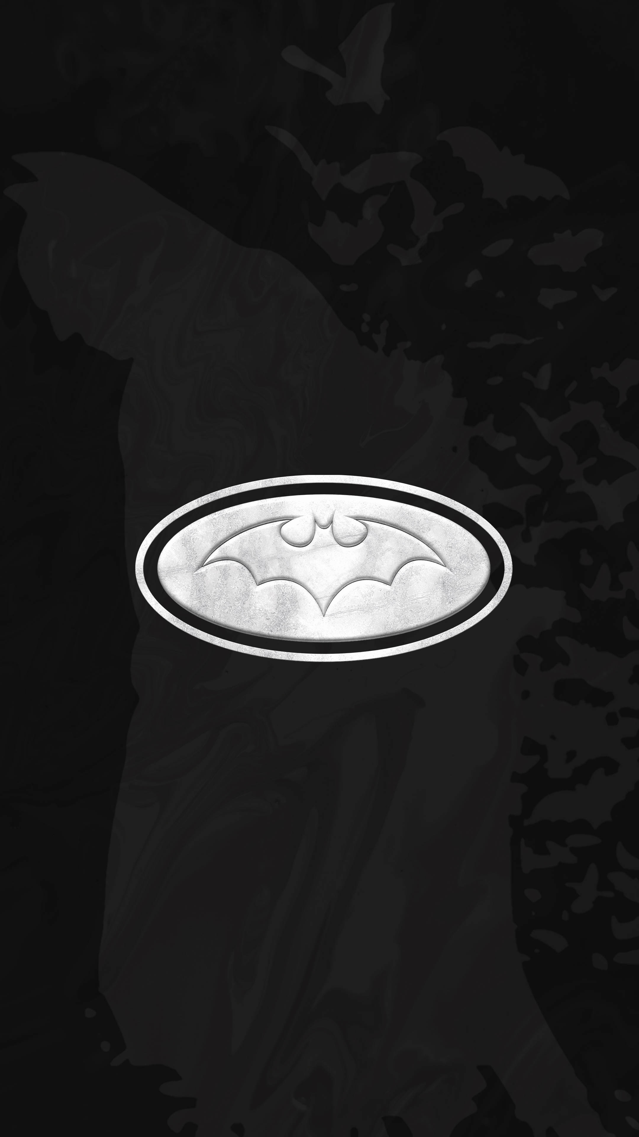 4K Gotham, black, metallic bat symbol, 4K Phone Wallpaper